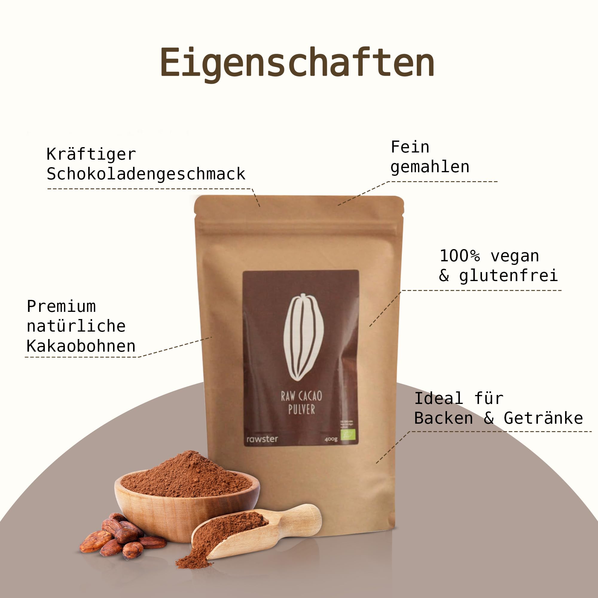 Cacao crudo biologico non zuccherato in polvere dal Perù | 100% naturale | Cacao crudo in polvere… (400 g)