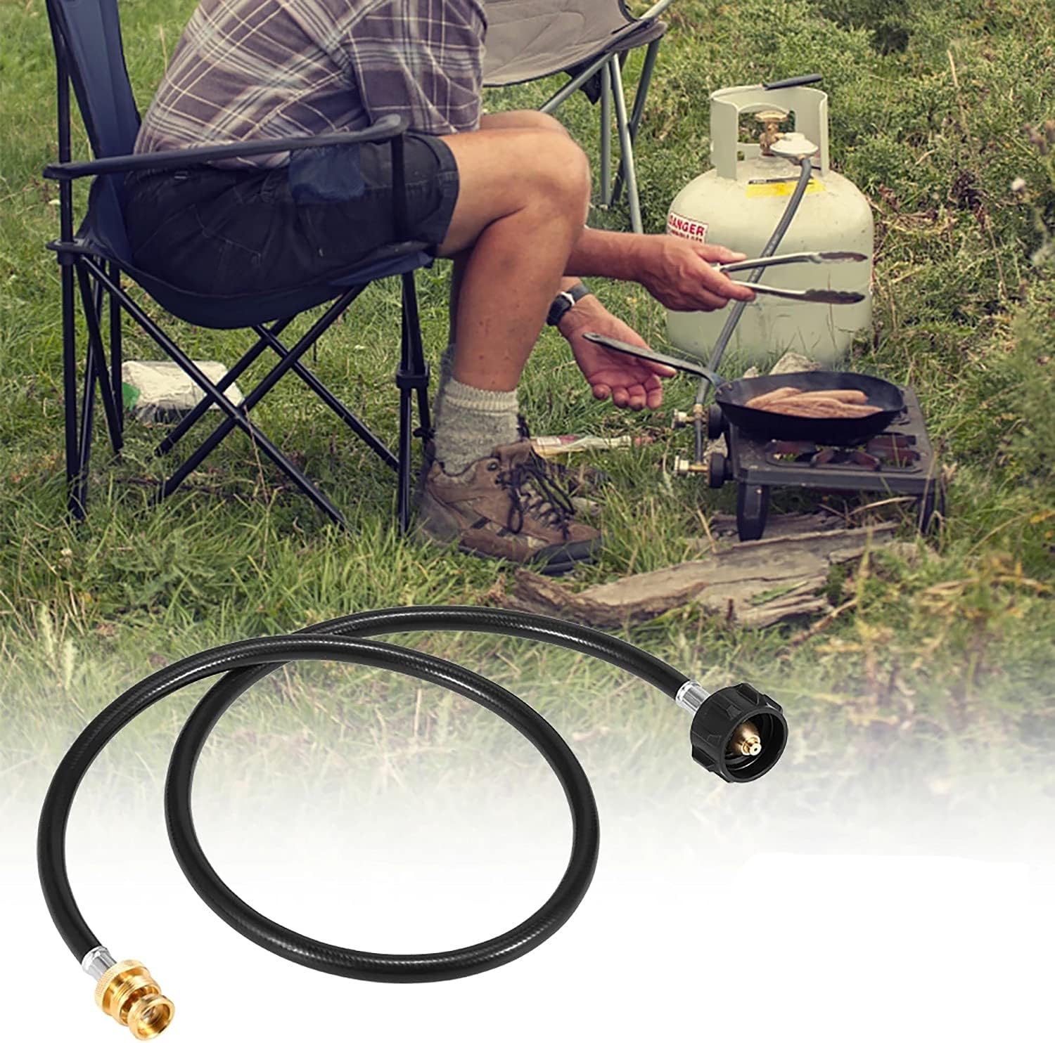 6FT Propane Adapter Hose Connector to 1 LB Portable Camp Stove 1Lb to 20Lb Replacement for QCC1/Type 1 Tank (6 Feet)