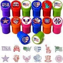 Cinrobiye 24 Pcs 4th of July Stampers, Patriotic Pre Inked Stampers Bulk, Independence Day Party Favors, Goodie Bag Stuffers, Classroom Rewards, Pinata Fillers, Red White Blue Party Supplies