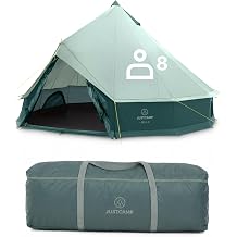 JUSTCAMP Bell Familienzelt f r 4 12 Personen   wasserdichtes Tipi Zelt mit 3.000 mm Wassers ule Stehh he Moskitonetzen und eingen htem Boden