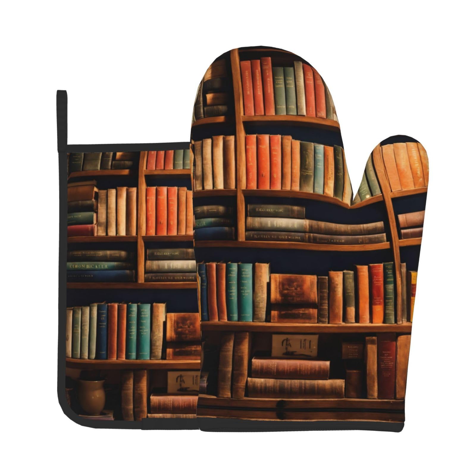 Books Kitchen Baking Two-Piece Set,Multipurpose Oven Gloves,Used for Barbecue Kitchen Baking