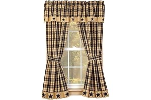 The Country House Collection Black Farmhouse Star 84" Drapery Panels