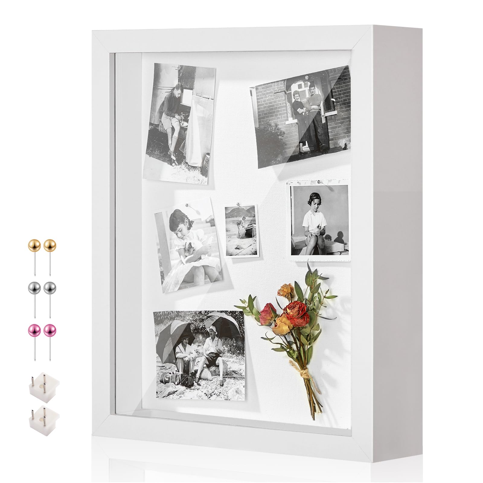 MGLIFEUL 12x16 Inch Large Shadow Box Frame Thickened Acrylic Panel & Pins