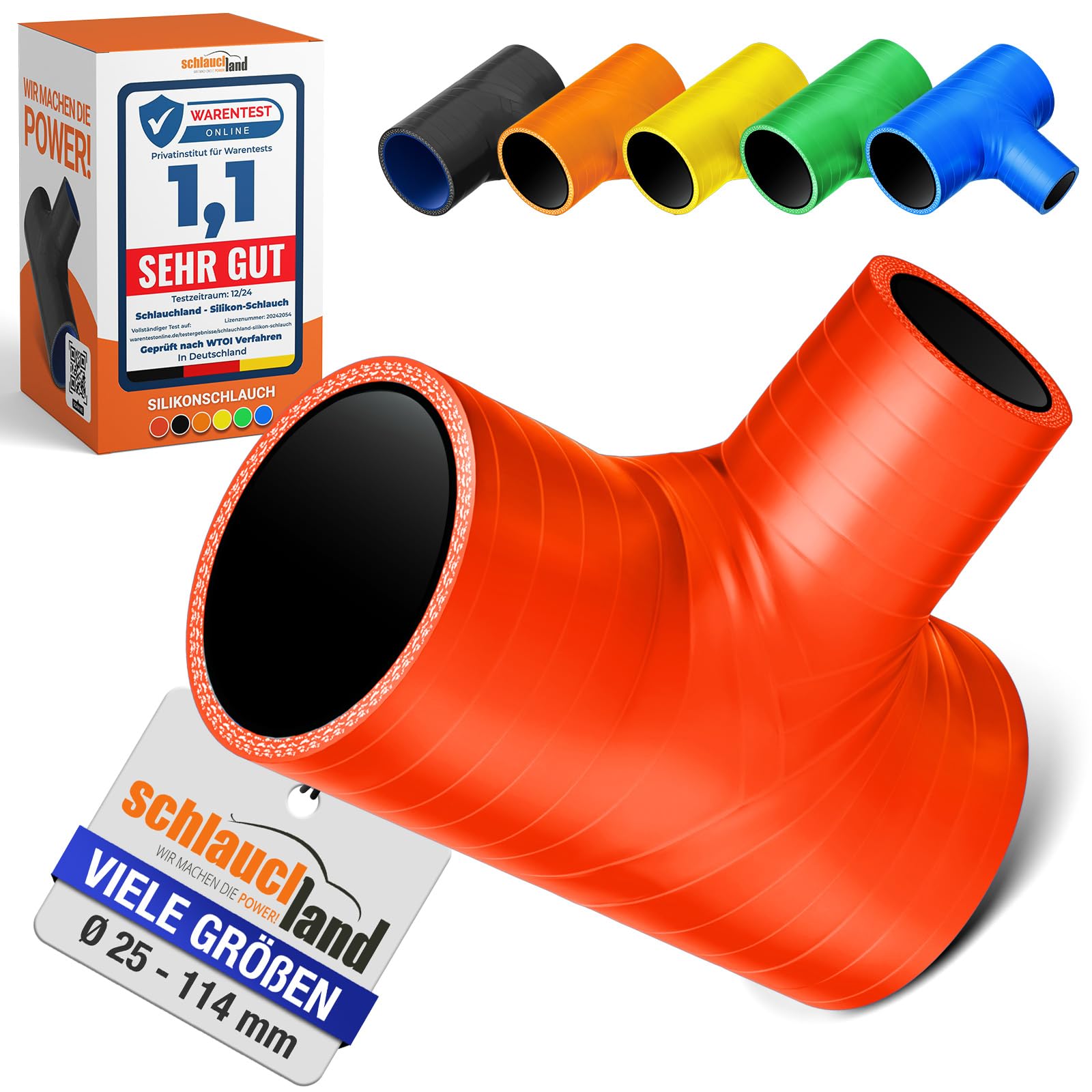 3 Stück | SILIKON-SCHLAUCH T-STÜCK ID-Ø 102mm & Abgang 25mm rot 200°C | VIELE GRÖSSEN & FARBEN | Schlauch-Verzweigung Auslass Sensor Schlauch Bypass Pop-Off Ventil Verteiler Rohr flex | PREMIUM"