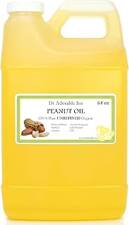 Dr Adorable 64 oz Organic Unrefined Peanut Oil - 100% Pure Cold Pressed for Skin & Hair Moisturization