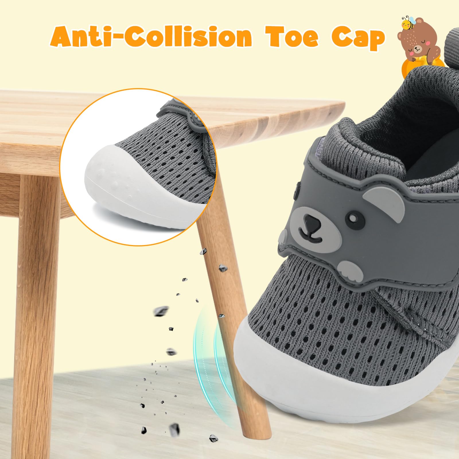 JOINFREE Baby Walking Wide Shoes Infant Boys Girls Breathable Barefoot Shoes Crib Tennis Shoes Lightweight Non-Slip Sneakers First Walkers — view 6