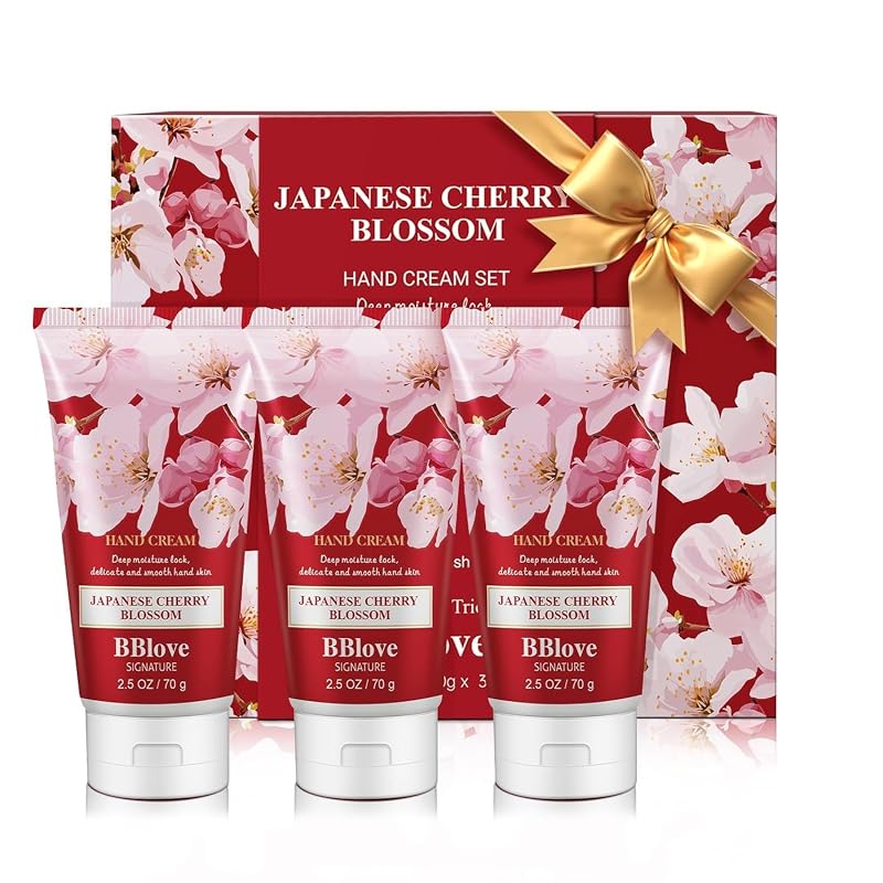 BBlove Conjunto com 3 cremes para as mãos com fragrância de flor de cerejeira japonesa, 75 mL cada