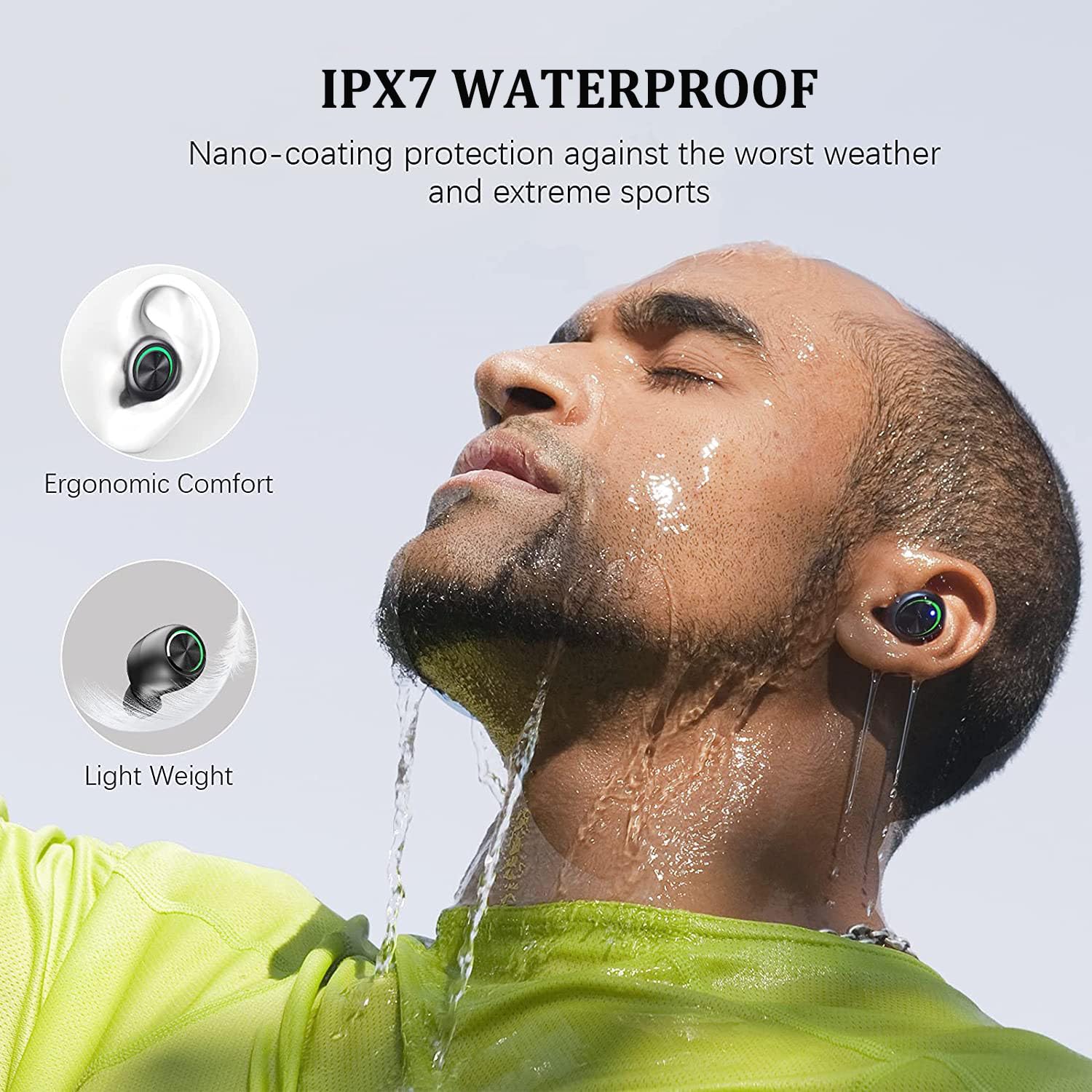 Écouteurs sans fil Bluetooth 5.3 - 200 heures de lecture - Étanchéité IPX7 - Microphone intégré - Écran LCD de qualité supérieure - Pour le sport/le travail