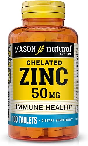 Mason Natural Zinc 50 mg, apoya la función inmunológica y la salud antioxidante, 100 tabletas