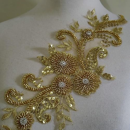 Miniatura 6 de Apliques de encaje con cuentas 3D Luz Lujo Ropa Collar Ramillete Bordado Accesorios (azul oscuro)