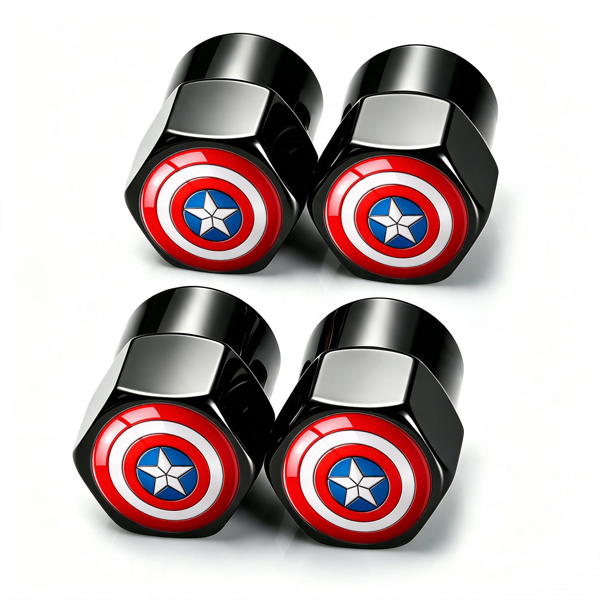 4PCS Captain America Shield Tire Valve Caps, Universal Car Motorcycle Bike Wheel Valve St…