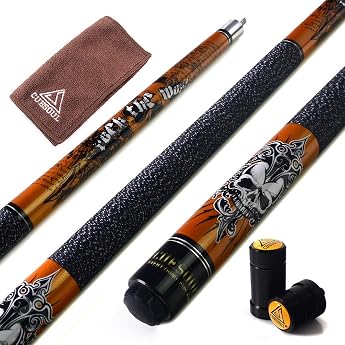 CUESOUL Rockin Series 57 Inch 21 Ounce Maple Pool Cue Set with Thread Protector / Wave Guard and Cue Towel