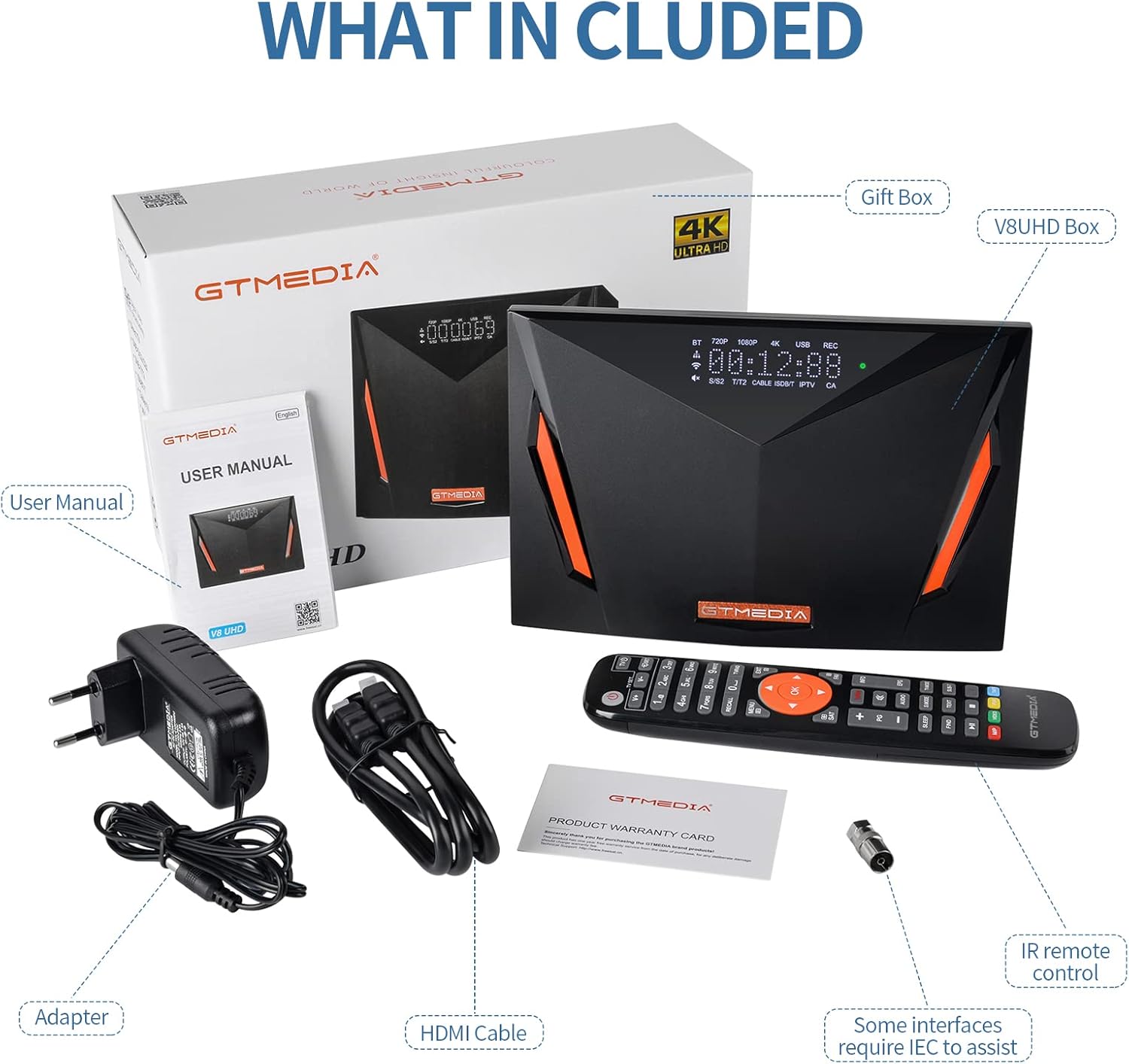 4K Ultra HD Digital Satellite Receiver: GTMEDIA V8 UHD Satellite Receiver Support ATSC-C/ISDBT/Cable/DVB-S/S2/S2X+T/T2, H.265 Built-in WiFi, Supports CA Smart Card, Auto Biss Key, Multi-Room, T2-MI : Electronics