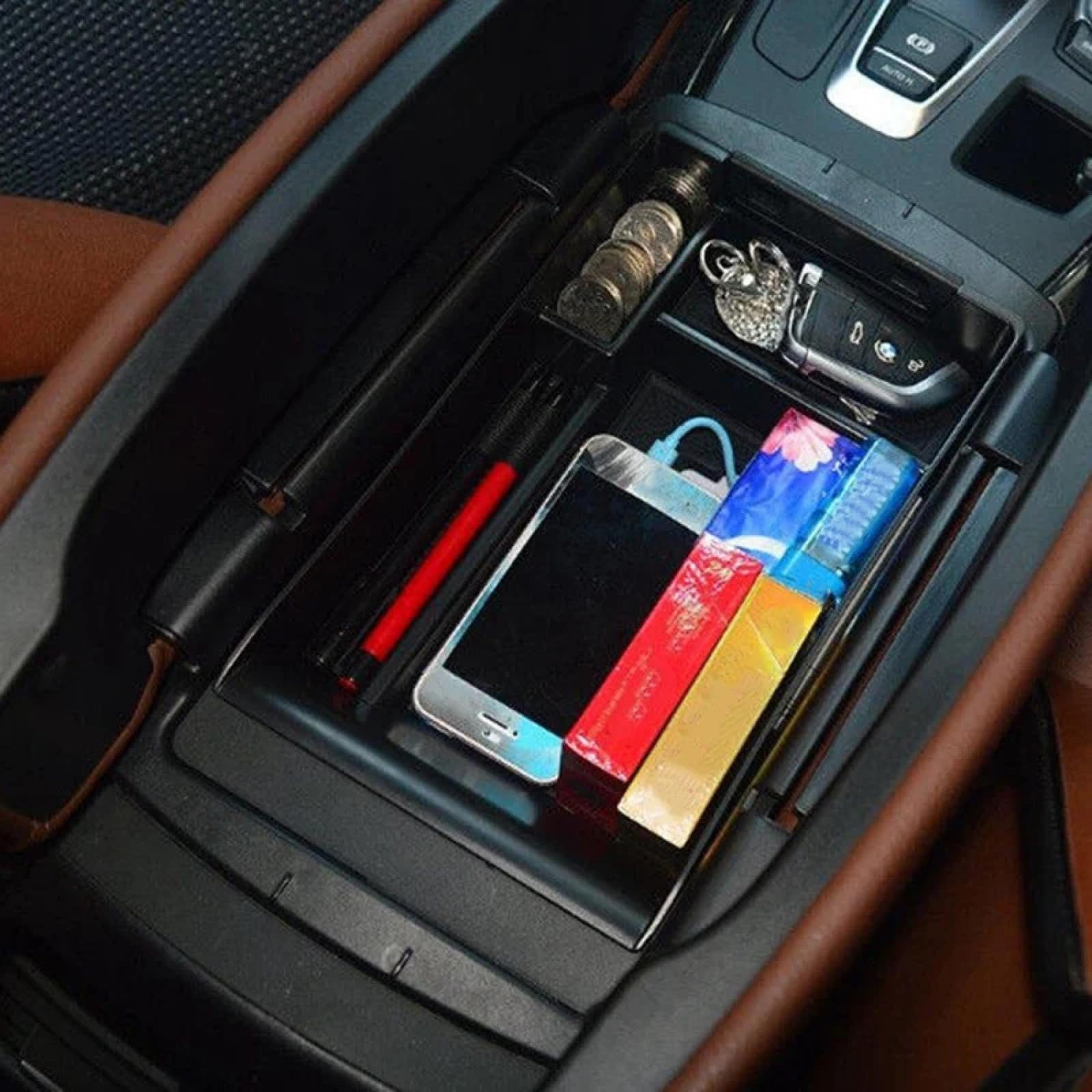Organizer Konsoli Srodkowej dla BMW X5 X6 F15 F16 2014-2018, Konsola środkowa samochodu Podłokietnik Schowek na rękawiczki Dodatkowy schowek