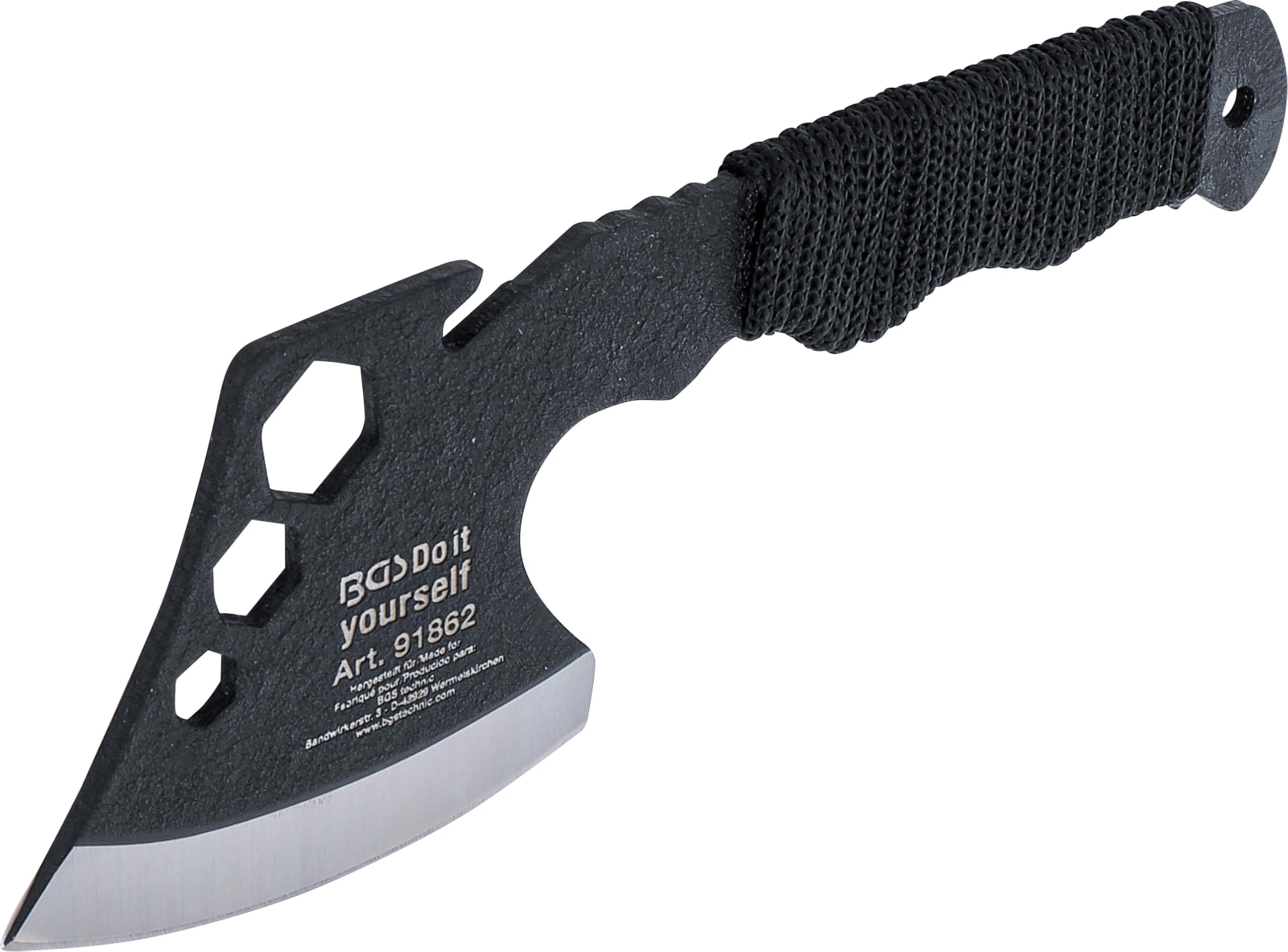 BGS Diy 91862 | Mini accetta multifunzione | Stubby | con apribottiglia, esagonale