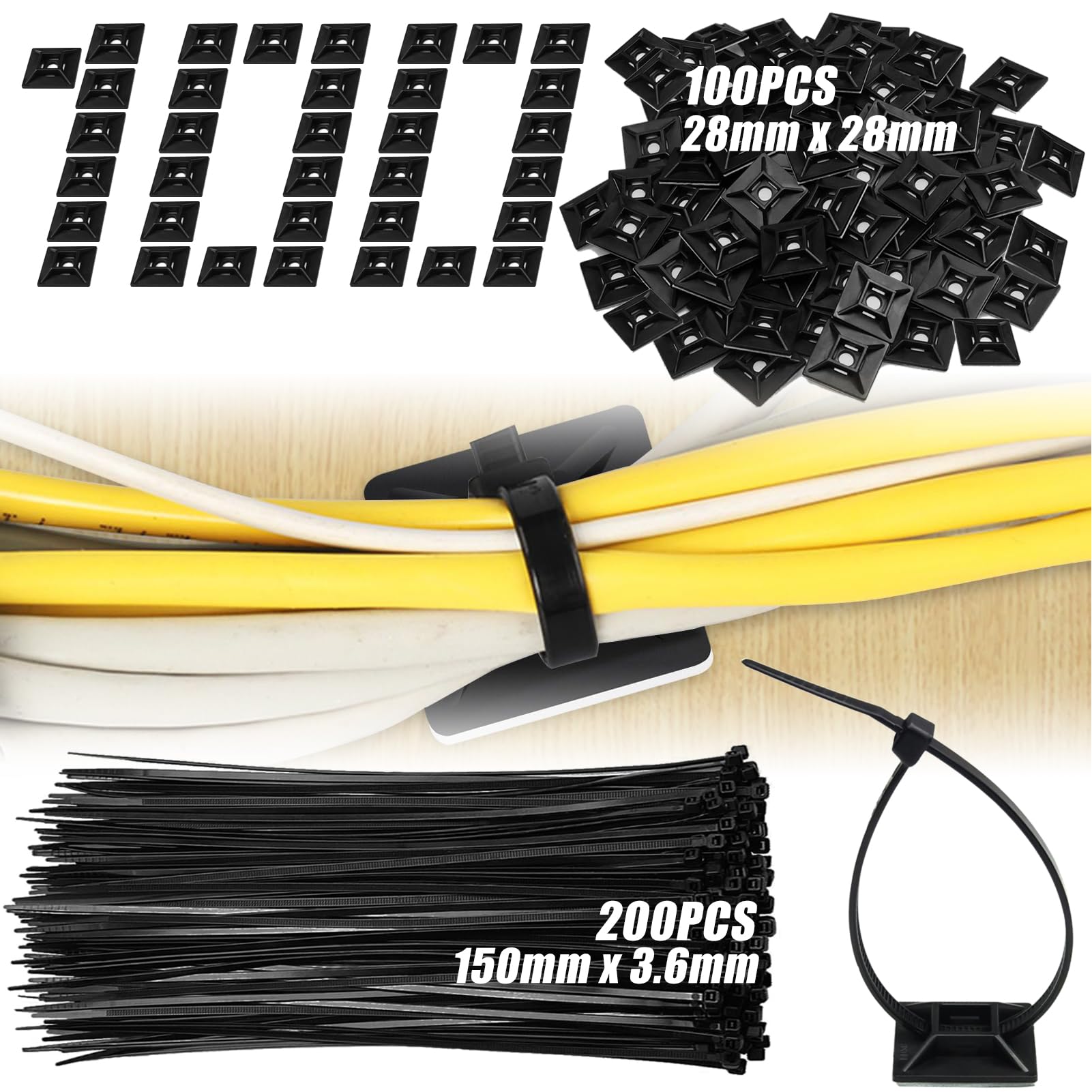 EUMAYES 200 Pcs Attaches De Câble Blancs Résistant Aux UV 150 X 3.6mm