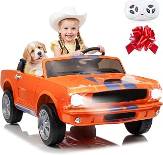 2 Seater Ride On Car for Kids, 24V Licensed Ford Shelby Cobra Kids Electric Vehicle Ride On Toy Racing Car w/Remote Control, 3 Speed, 4-Wheeler Suspension, Soft Start, Bluetooth, LED Lights