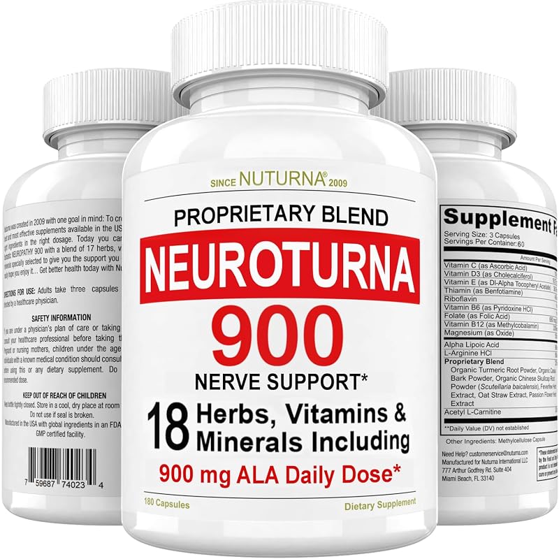 Nuturna Neuroturna, suplemento de ácido alfa-lipóico 900 mg, 180 cápsulas