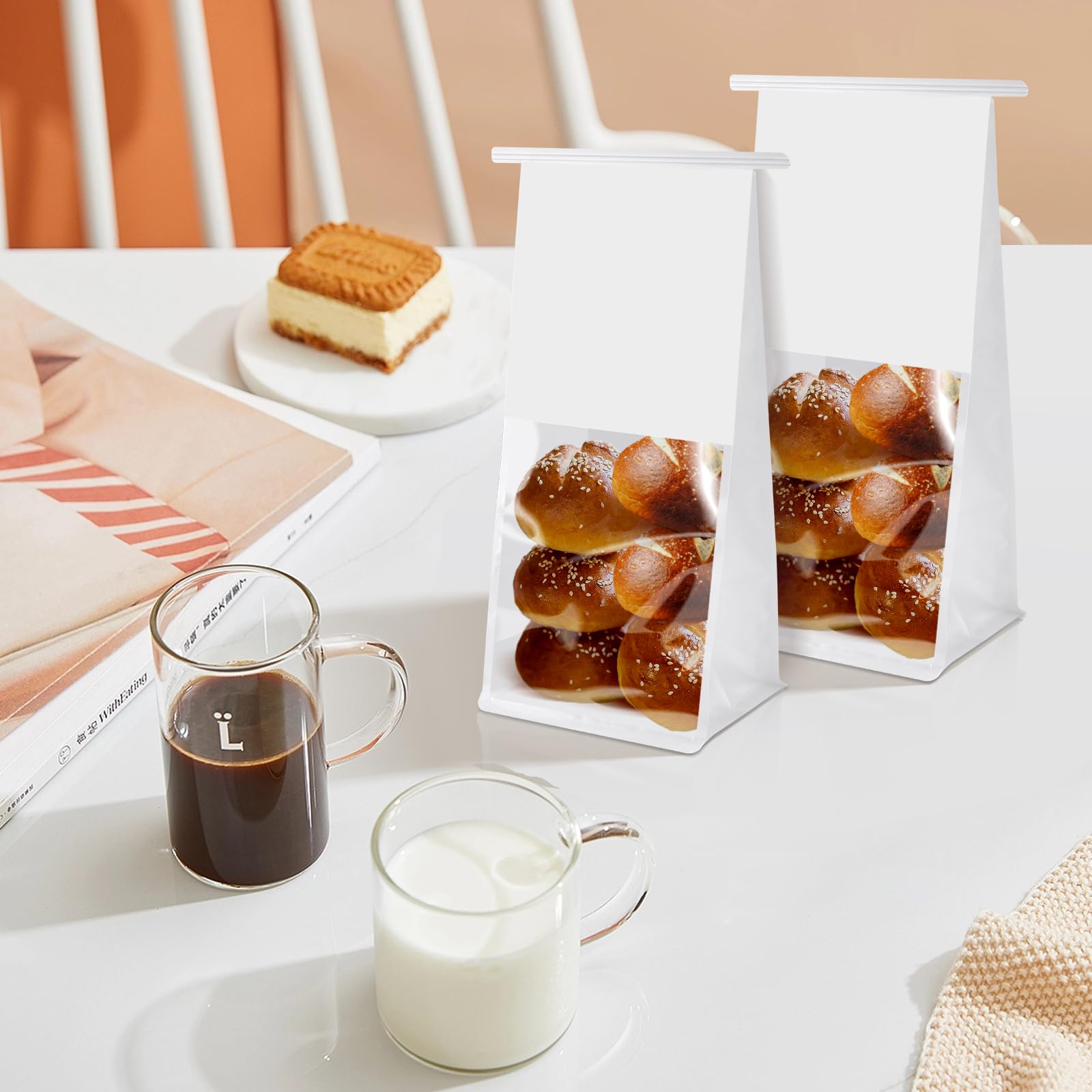 Bakbania 50 Pack Bakery Bags With Window - 11x5.1x3.9 Inch White Bread Loaf Bags - View #13