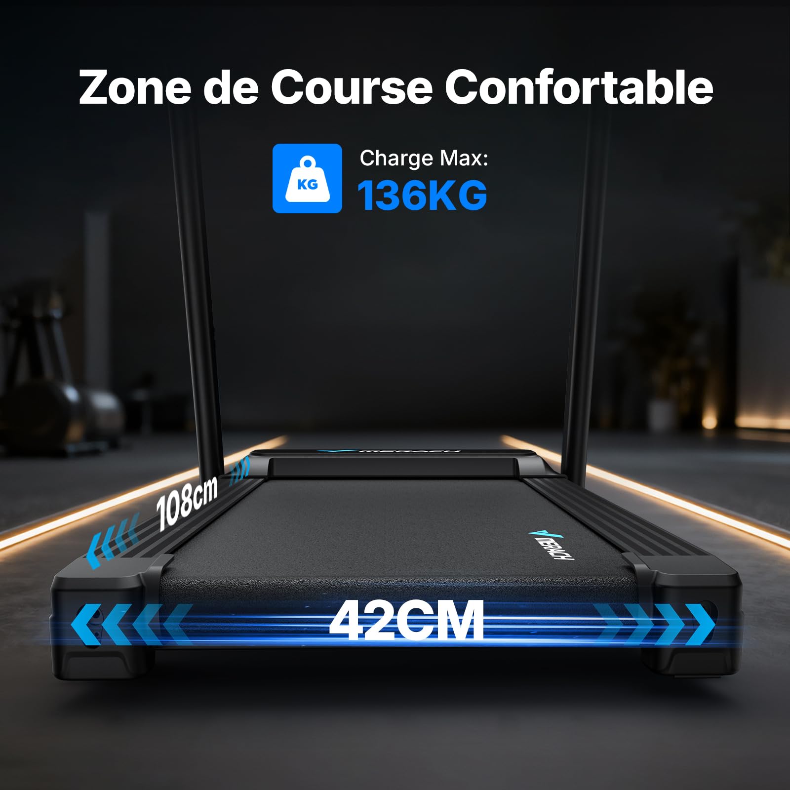 MERACH Tapis de Course Pliable Inclinable, 2.5HP Vitesse Réglable 0.8-12km/H, Tapis de Marche avec Écran LED