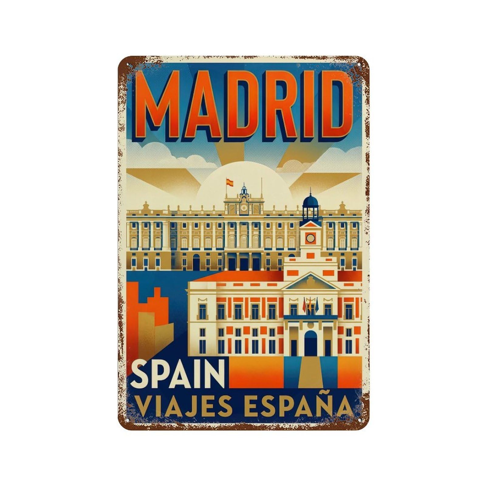 Galvaxio Style Spain Madrid Vintage Travel Metal Tin Sign