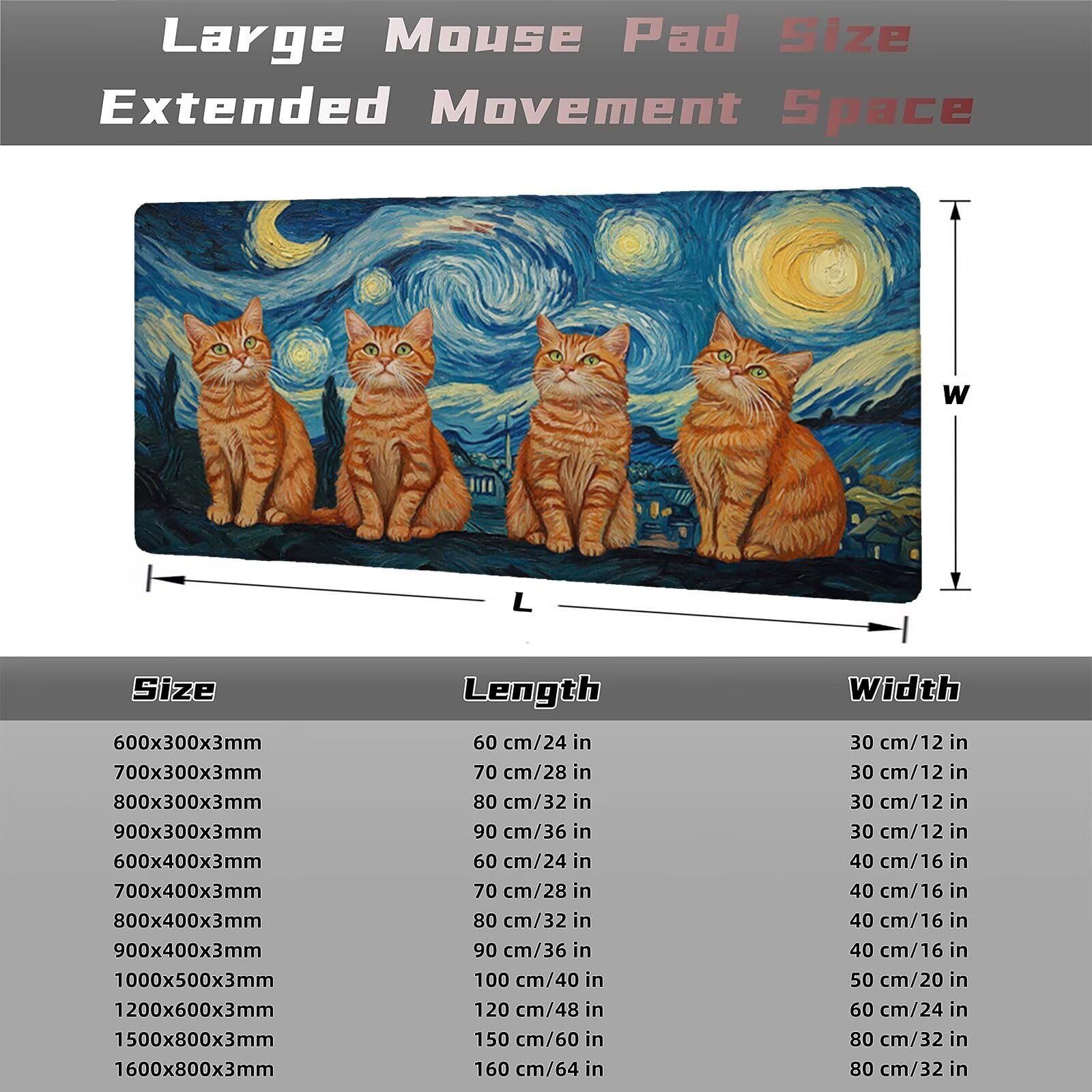 Podkładka pod mysz gwiaździste niebo 1500 x 800 mm podkładka pod mysz dla kota duża japońska podkładka pod mysz antypoślizgowa gumowa podstawa powierzchnia ze szwami na krawędziach mata biurkowa do