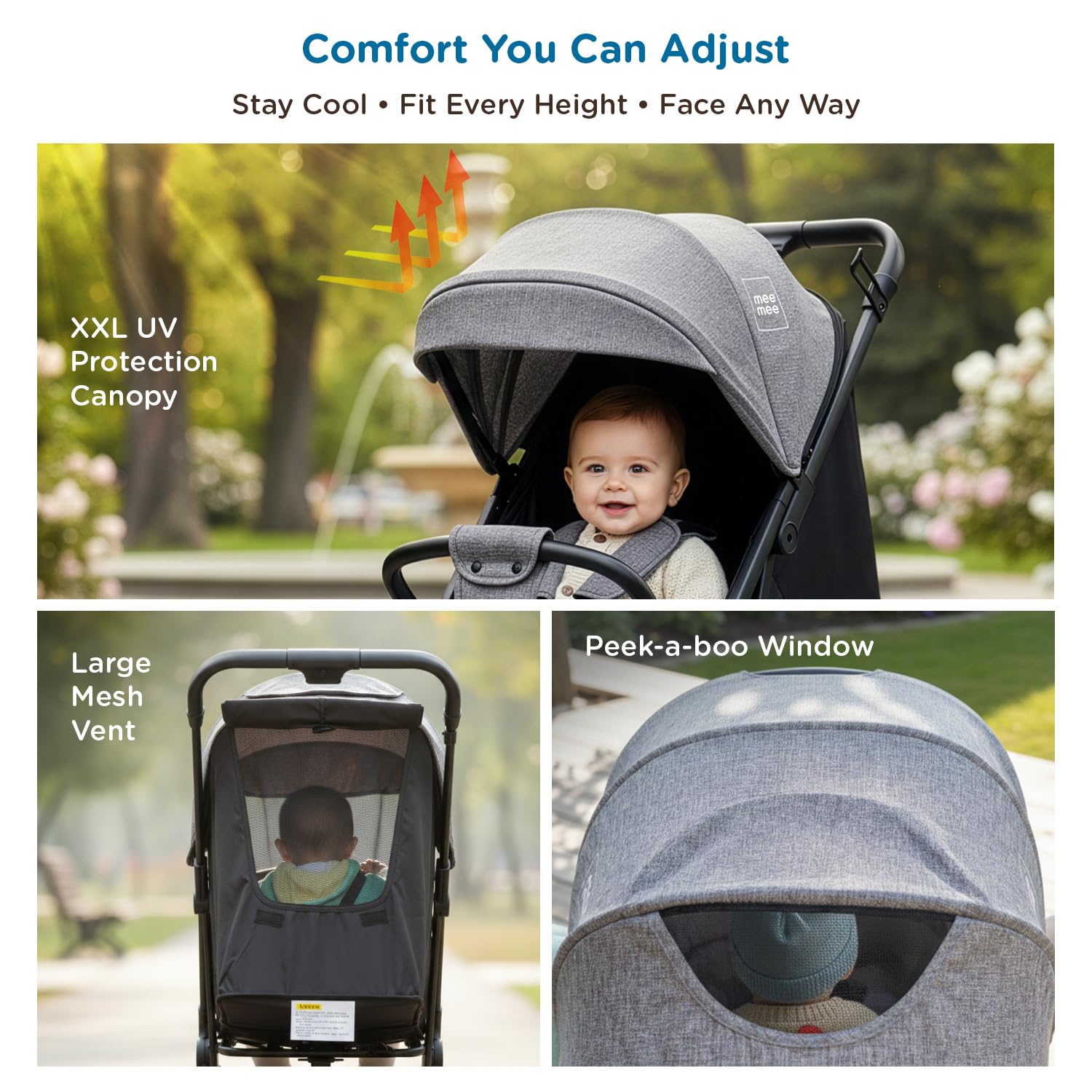 Mee Mee Baby Haven Pram - Lightweight Travel Stroller -5