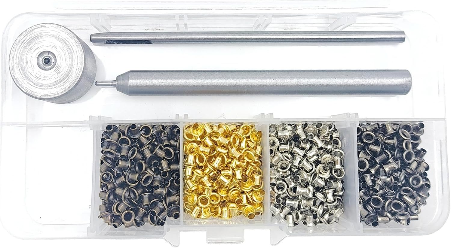 YARNOW 1 Set Metal Eyelets Kit - 2mm Small Grommet Kit with Setting Tool for Sewing and Leather - Brass Metal Rivets for DIY Craft Projects, Decoration Supplies
