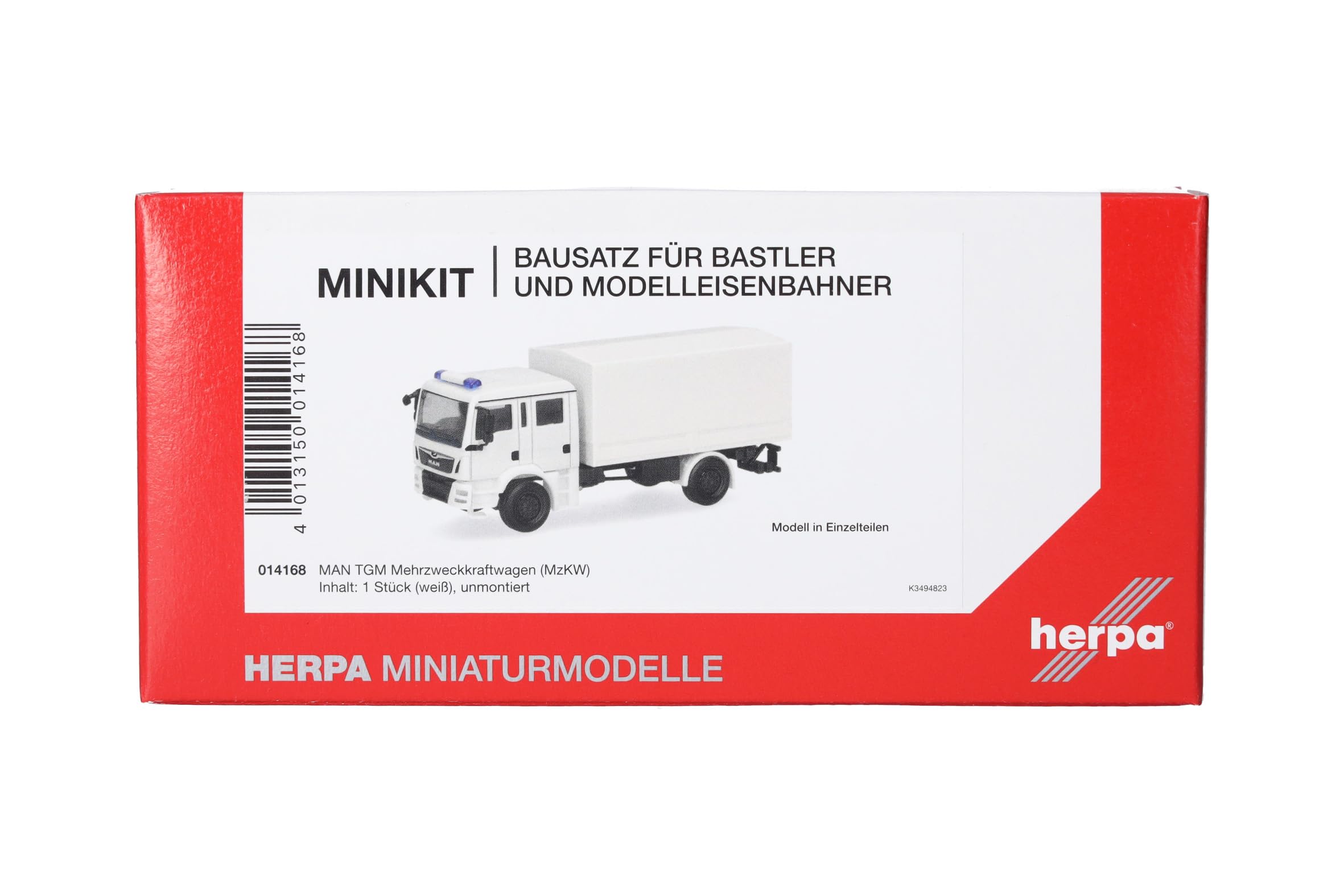 Herpa model building kit MiniKit MAN TGM MzKW, on a scale of 1:87, plastic miniature for handicraft work, collectors edition, white