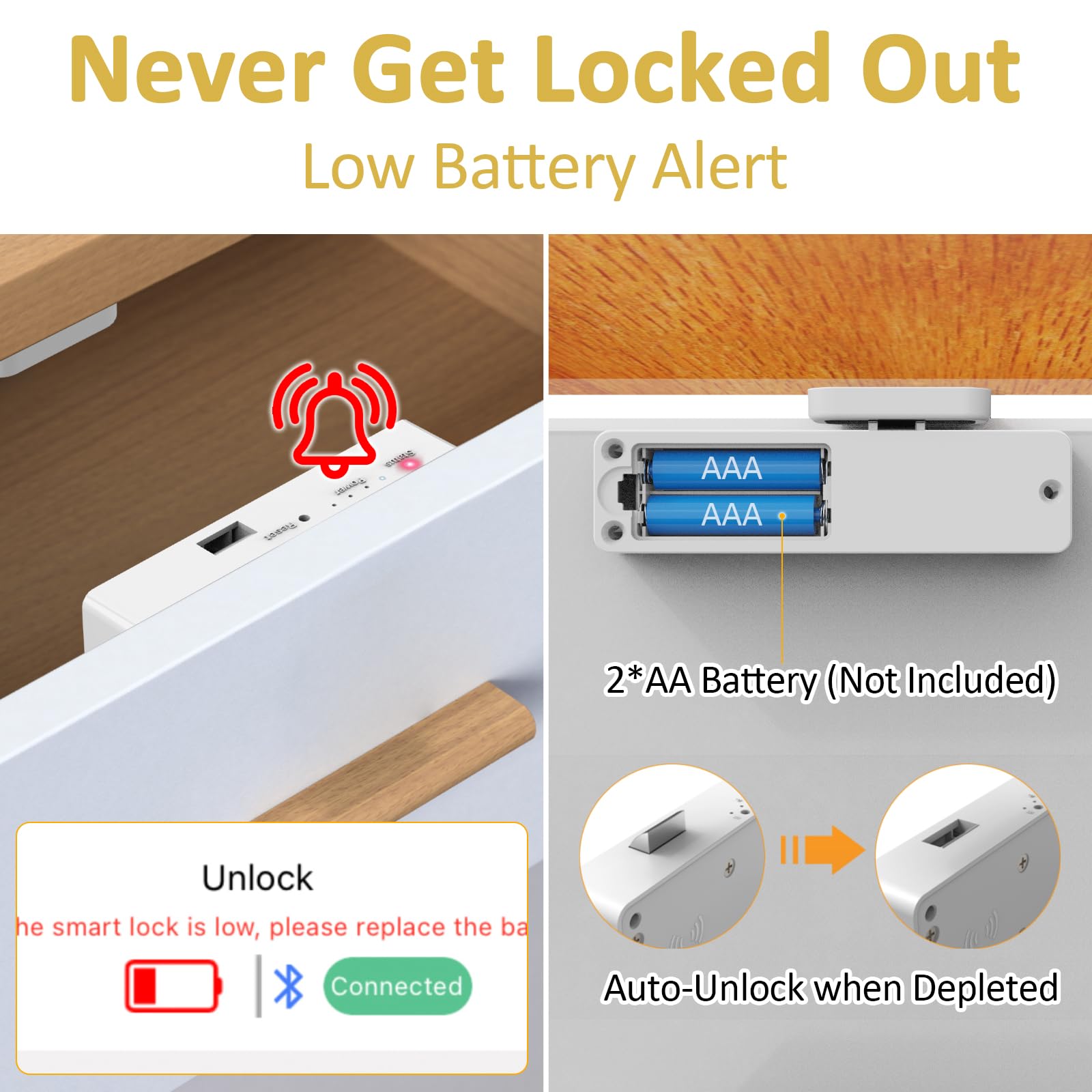 Bestkid Cerradura de gabinete NFC con tarjeta RFID, cerradura de cajón oculta delgada para seguridad infantil, archivador de licor, cocina, despensa, muebles, cajón de doble capa, no requiere taladrar