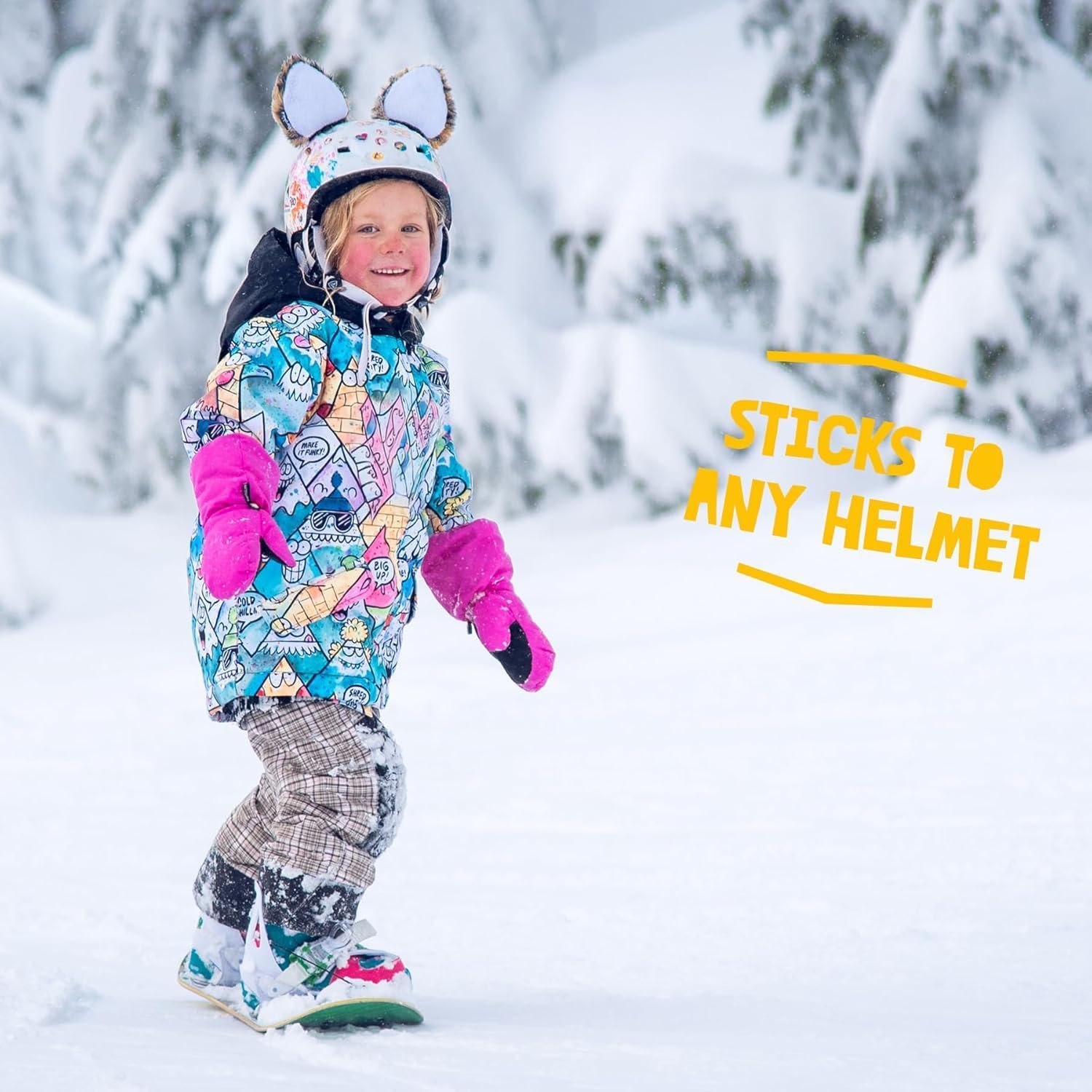 Leopard Helmet Accessories w/Sticky Hook & Loop Fastener Adhesive (Helmet not Included), Helmet CAT Ears/Covers for Snowboarding, Skiing, Biking, Cycling, Skating etc for Kids and Adults