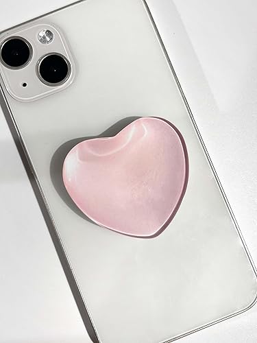 Miniatura 1 de Agarre transparente en forma de corazón para teléfono móvil, soporte plegable de resina rosa, base elástica transparente, accesorio conveniente para