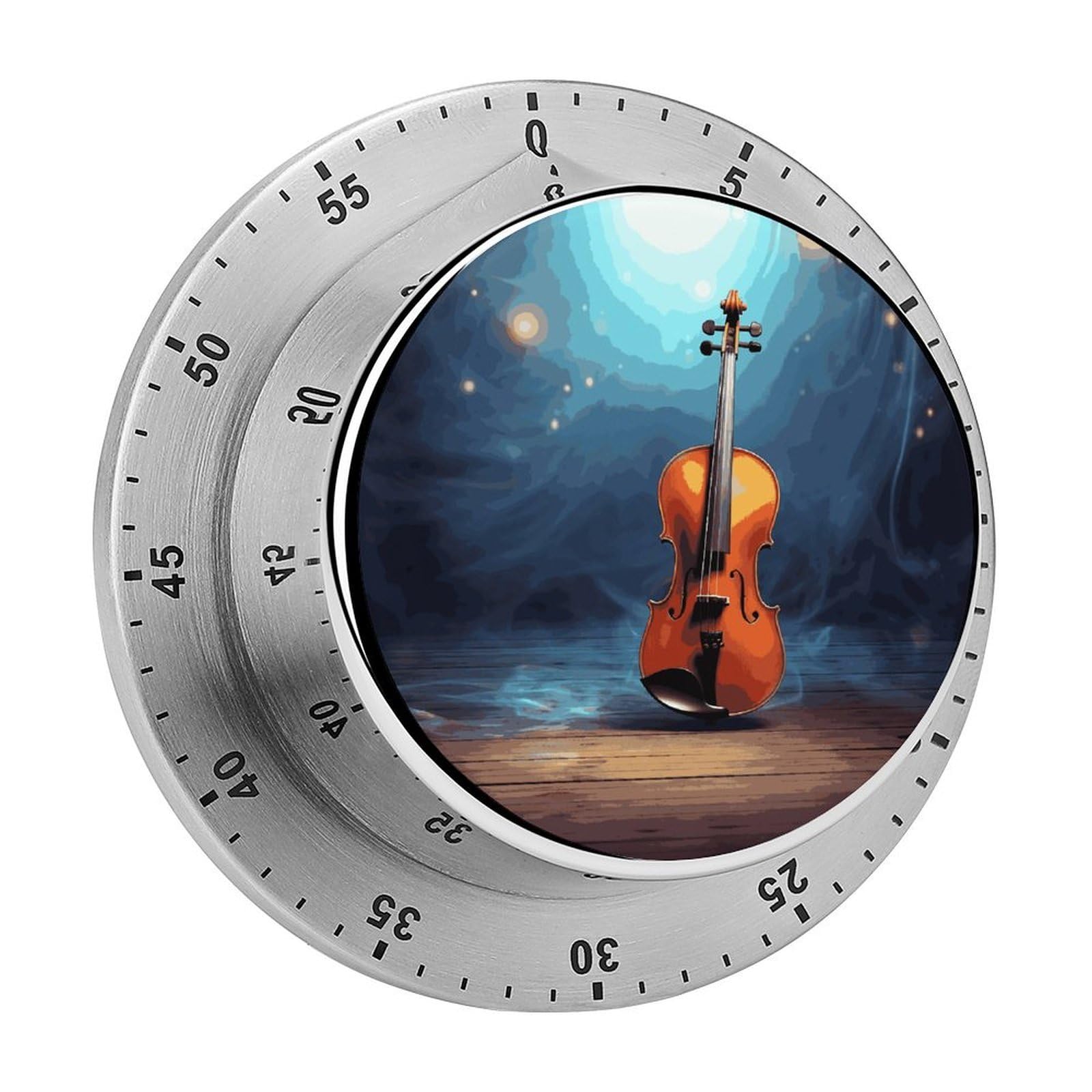 Violin Poster Timer Loud Mechanical Timer Stainless Steel 60-Minute Kitchen Timers Waterproof Chef Cooking Timers Sport Countdown Clock Portable Countdown Alarm Adult