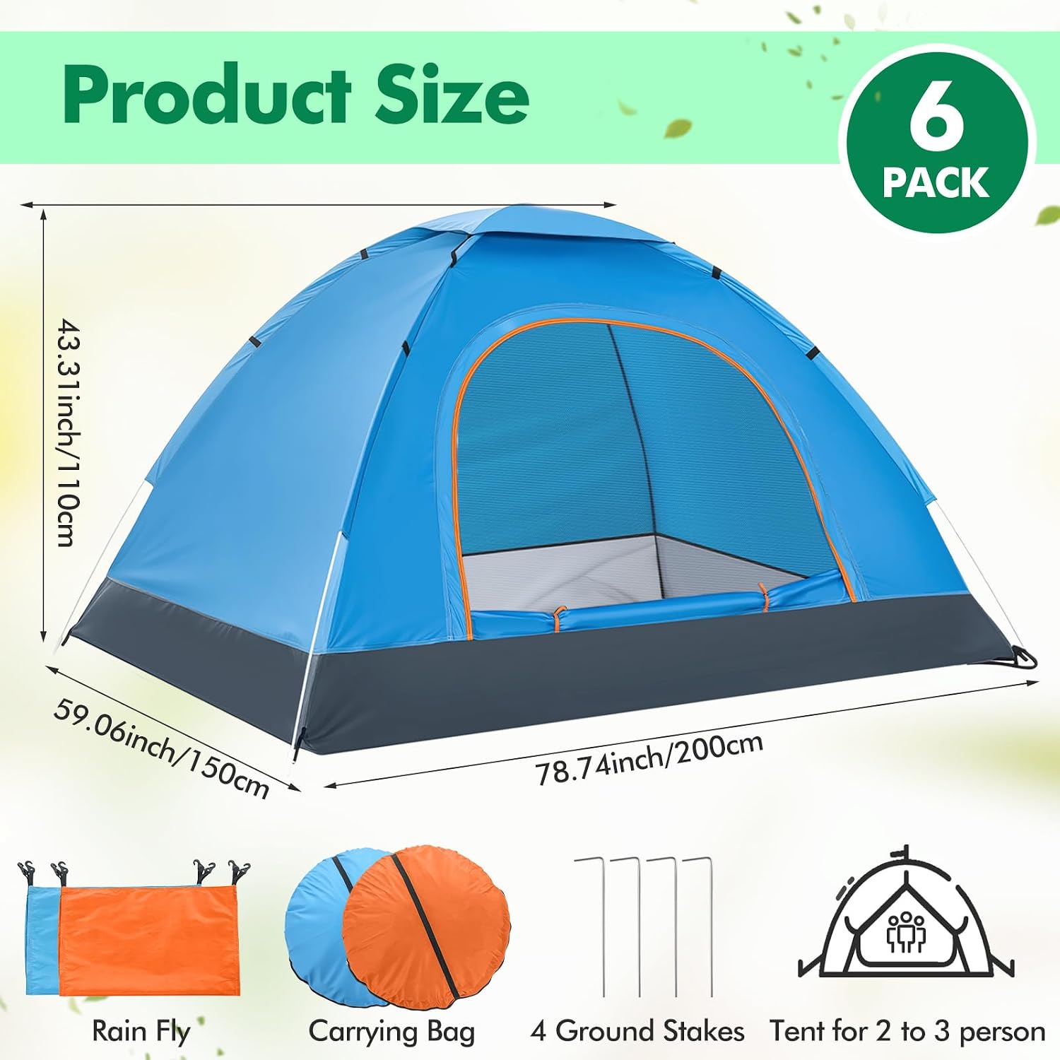 Woanger 10/16 Pack Bulk 2 Person Camping Tents for Homeless Lightweight Tent with Rain Fly and Carrying Bag Waterproof Windproof Setup Pop Up for Camping Backpacking Donation