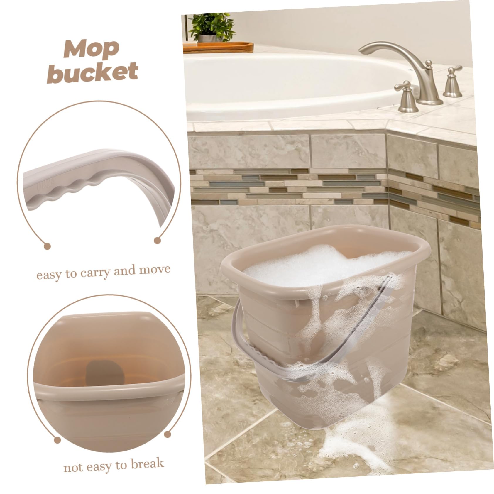 Secchio in Plastica 11l con Manico, Multiuso per Casa e Lavanderia, Facile da Versare, Superficie Liscia, Portatile