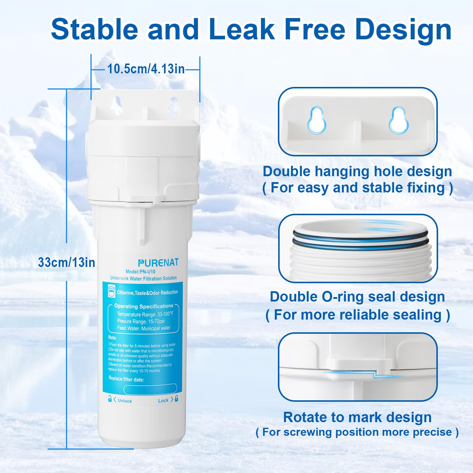 Sistema de filtro de agua para debajo del fregadero, filtro de agua de flujo rápido para conectar directamente al grifo de cocina, filtro de repuesto universal de 10 pulgadas (menor costo), altamente