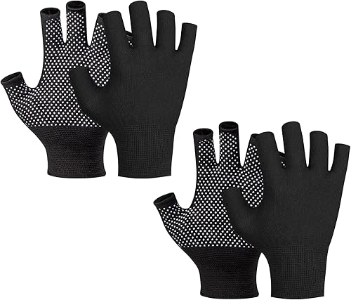 Fingerless Workout Gloves for Men and Women, Black Half-Finger Work Gloves, Fitness Exercise Gloves for Yoga, Weight Lifting, Cycling, Gym, Running,