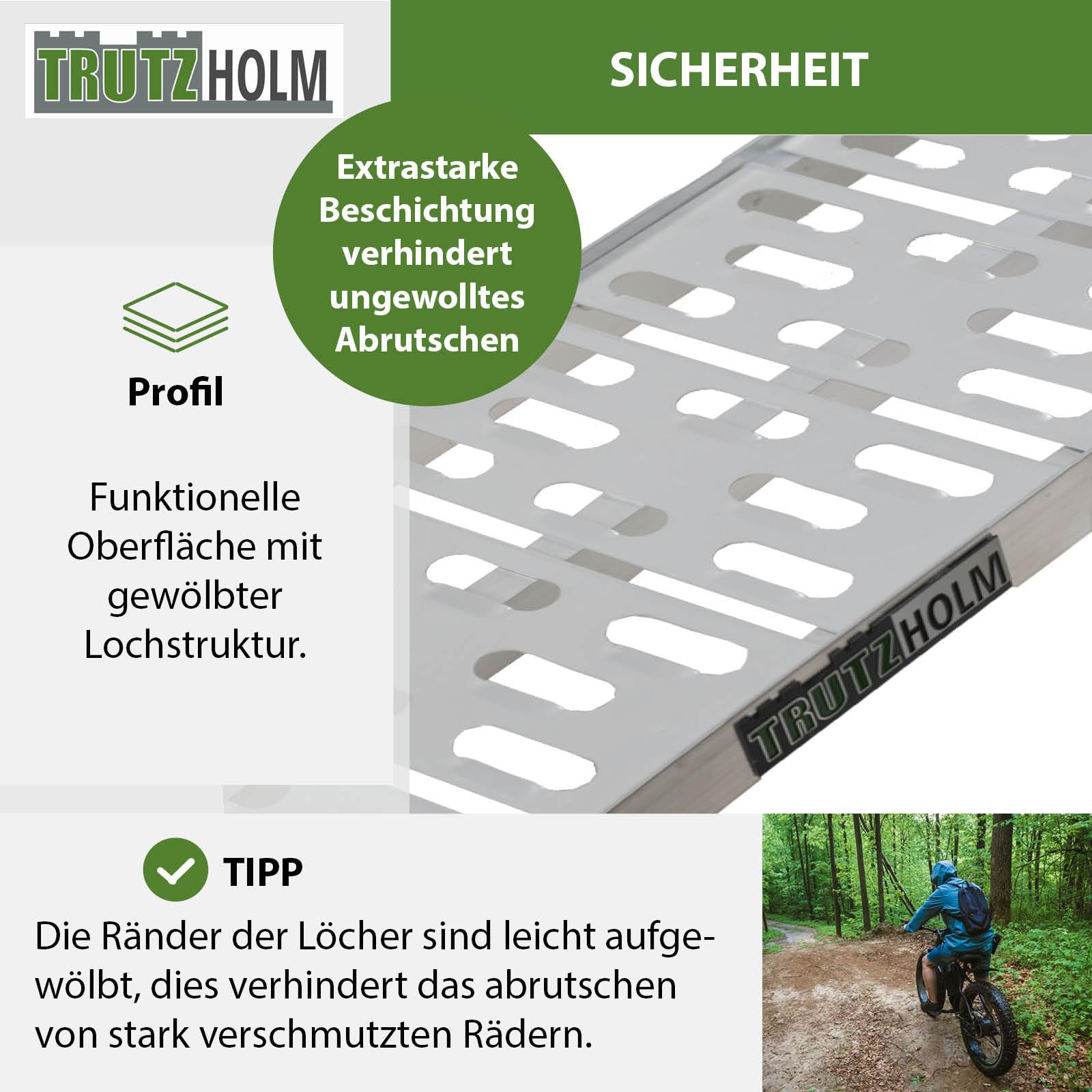 TRUTZHOLM Auffahrrampe klappbar 228 cm Tragkraft 340 kg Aluminium Rampe Faltbare Alu Verladerampe ATV Quad Motorradrampe Laderampe inkl. Spanngurt(1 x Rampe grau)