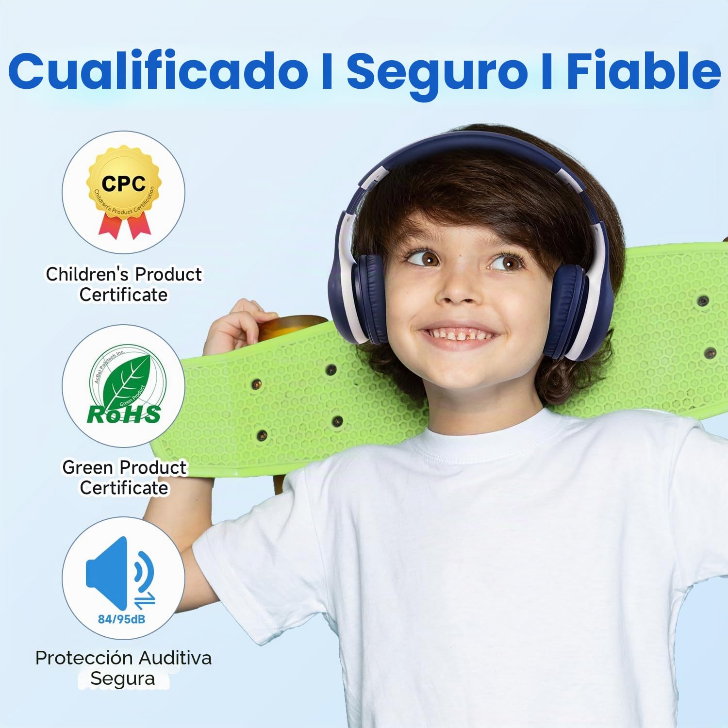 EarFun K2 Auriculares Niños Bluetooth, Cascos Inalámbricos,Pack 2,Azul&Rosa | Volumen Limitado 85/94 dB, Sonido Estéreo, 40H de Autonomía, Diadema Plegable para Escuela/Viaje/Movil/Tablet/PC