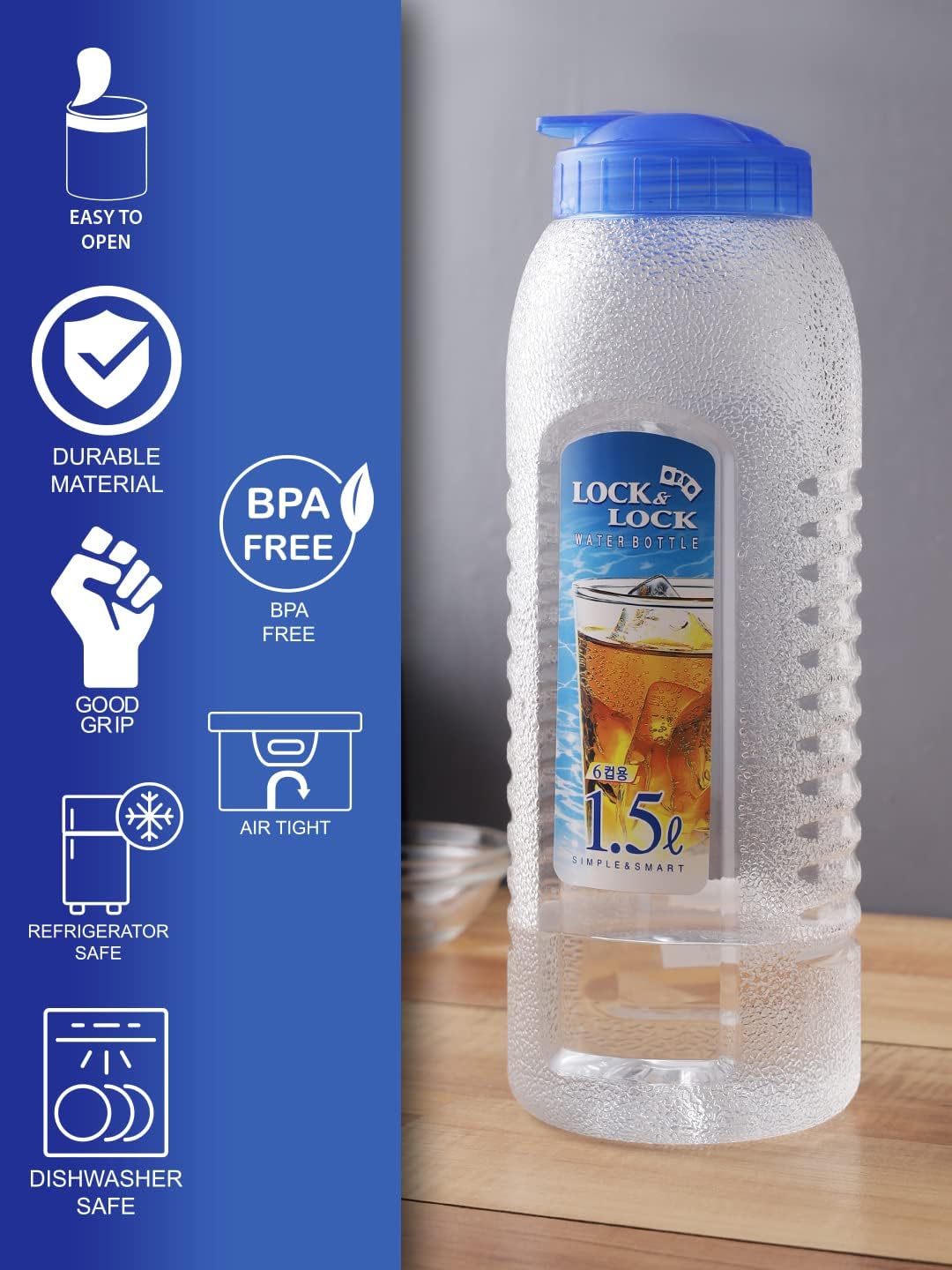 LOCK & LOCK Lock&Lock Aqua Easy Grip Bottle, 1.5 Litres