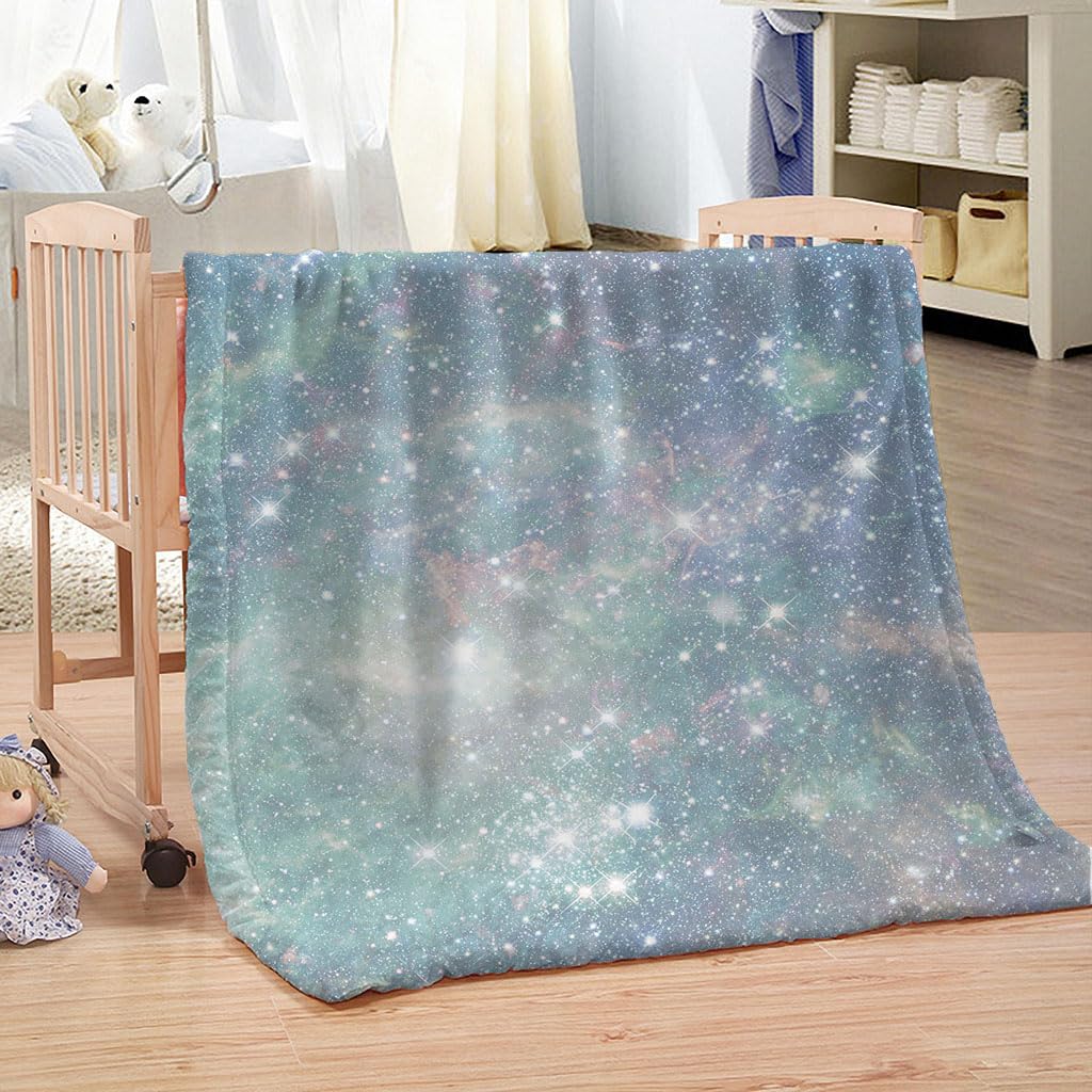 Manta De Franela De Microfibra 150X200Cm Manta De Felpa Suave Para Sofá Cama 3D Colorido Paisaje De Cielo Estrellado Impresión Patrón Manta Polar Invierno Gruesa Y Esponjosa Caliente Transpirable