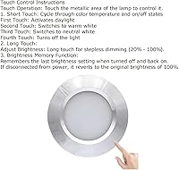 Vista 2 de Luces LED de 12V para RV, Barco, Remolque, Camper - Control táctil de 3 temperaturas de color, luz empotrada mini de bajo voltaje regulable, paquete