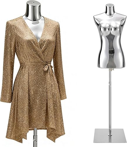 Vestido de maniquí femenino con forma de torso  Cuerpo de maniquí con soporte de metal ajustable en altura, cuerpo de maniquí de exhibición para