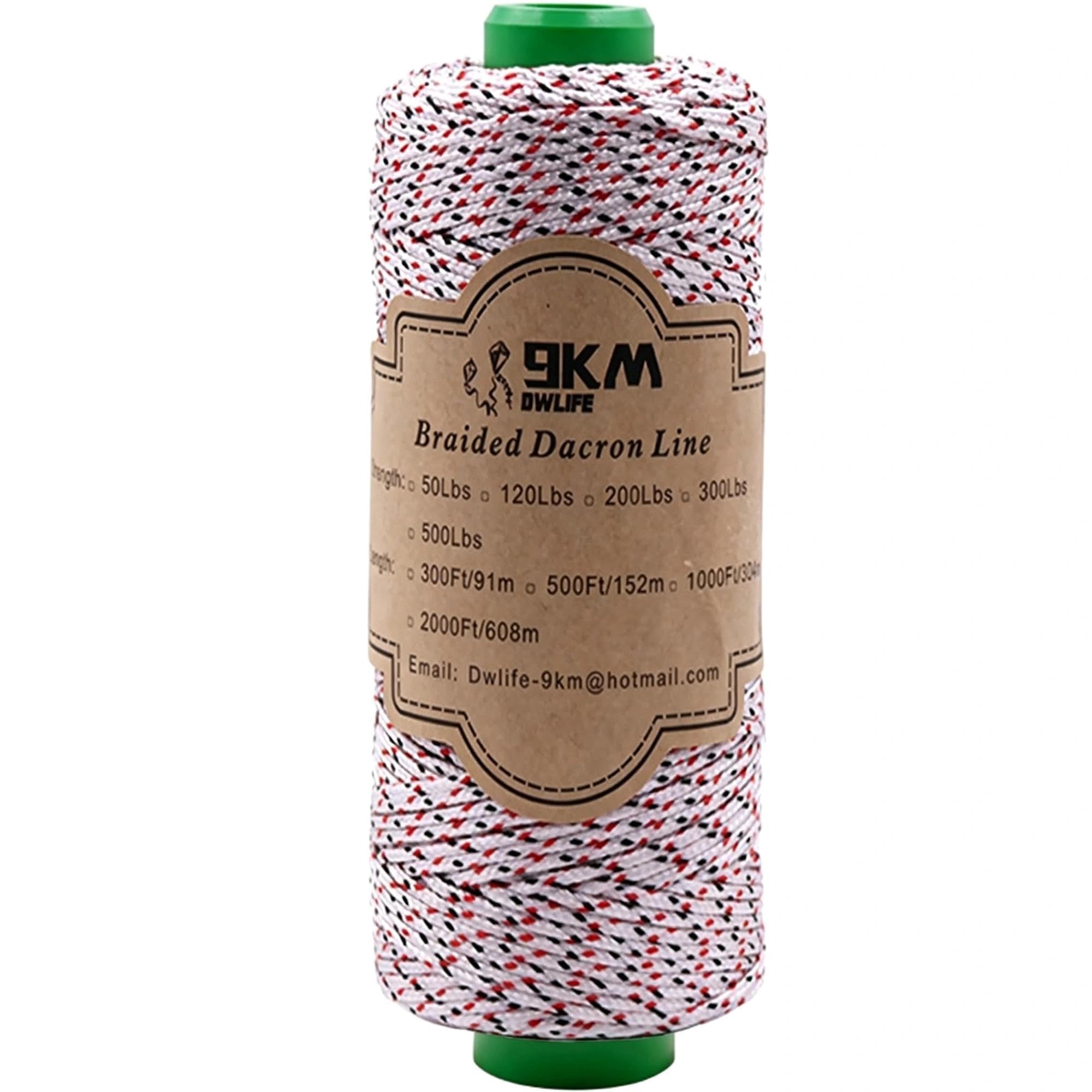 Cuerda trenzada de Dacron para cometas de 50 libras ~ 200 libras, cuerda de poliéster de baja elasticidad de 1 mm ~ 2 mm, cuerda resistente para exteriores (300 pies / 304 m)