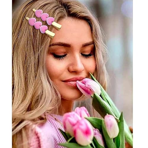 Miniatura 6 de Pinzas de pelo para el día de San Valentín pinzas de terciopelo con corazón para mujeres y niñas horquillas de triple corazón pasadores de pelo