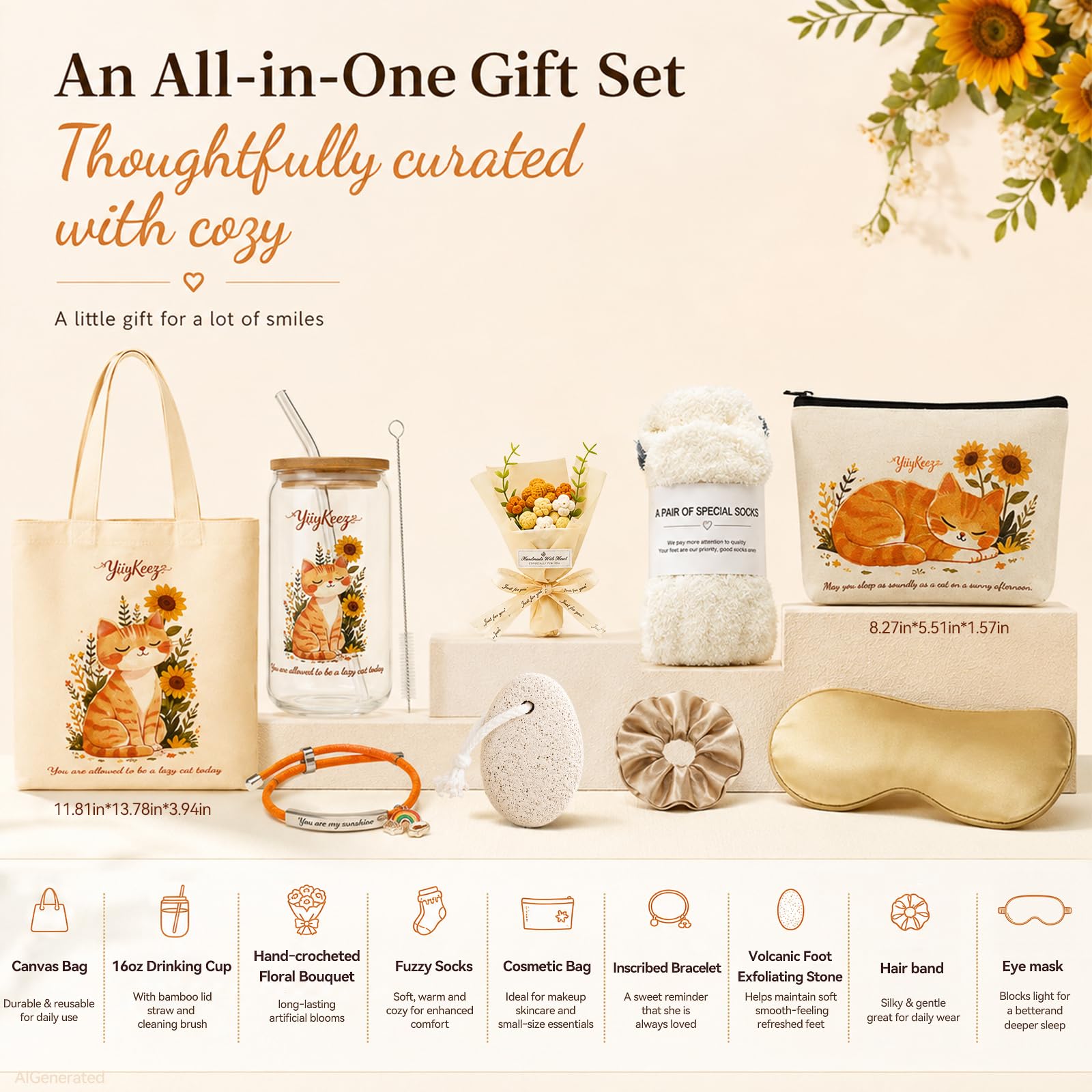 Cat Lover Gift Basket - 9 Piece Set for Women -3