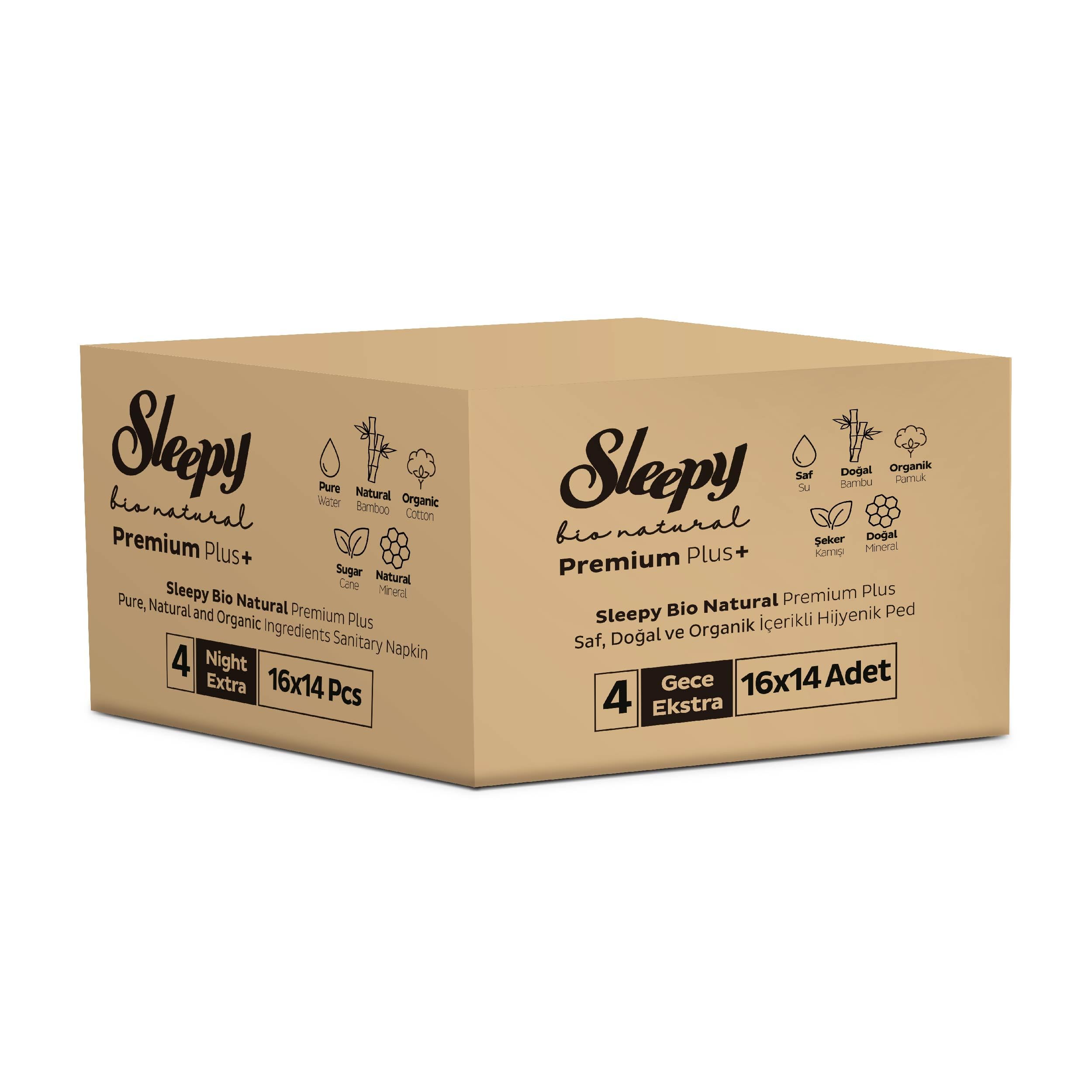 Sleepy Bio Natural Premium Plus Hijyenik Ped Gece Ekstra 16x14 (224 Adet)