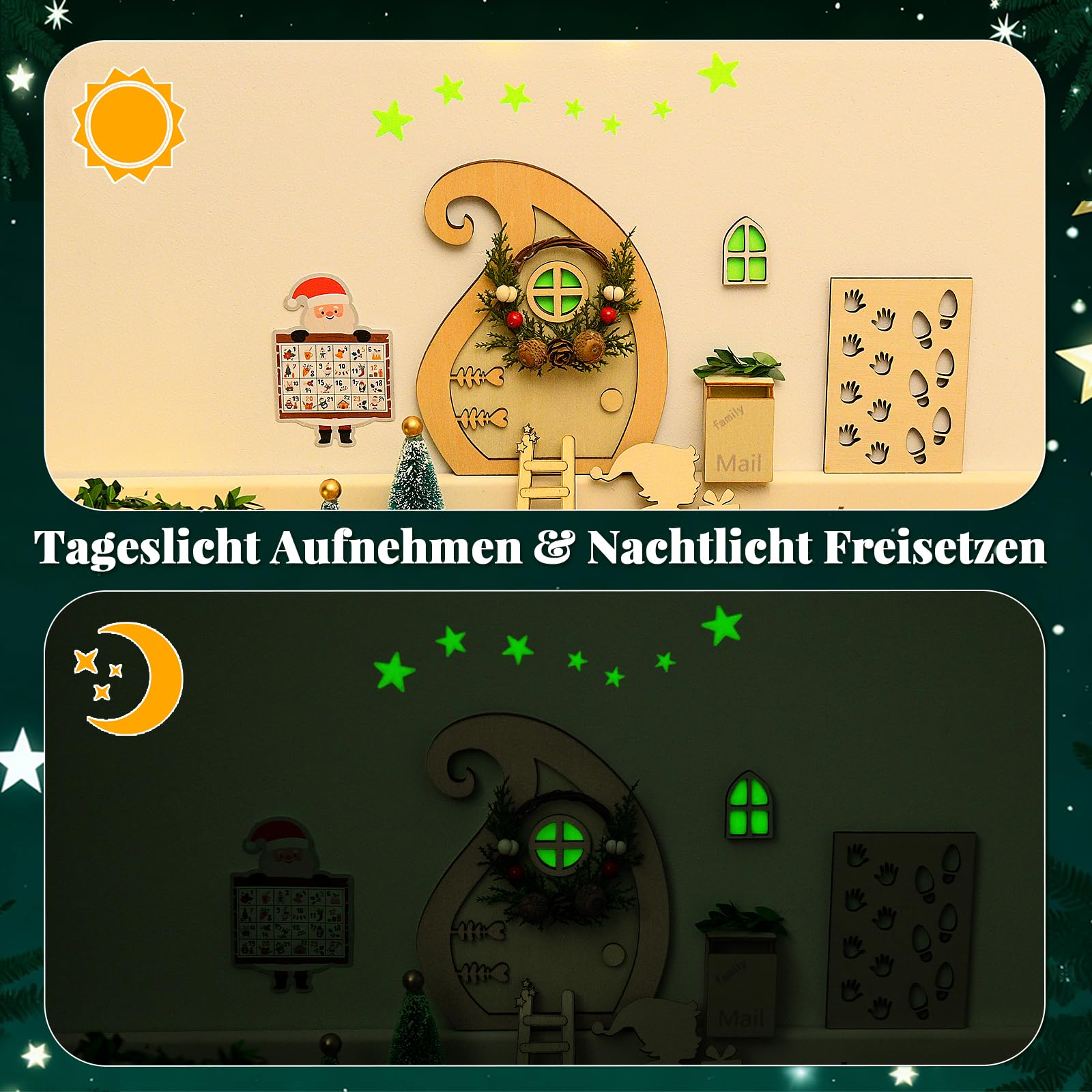 Wichtel Slee set, 9 stuks miniatuur kabouteraccessoires, kabouteraccessoires, Kerstmis incl. skischaatsen, muts, sjaals handschoenen, kinderkamerdecoratie voor Kerstmis