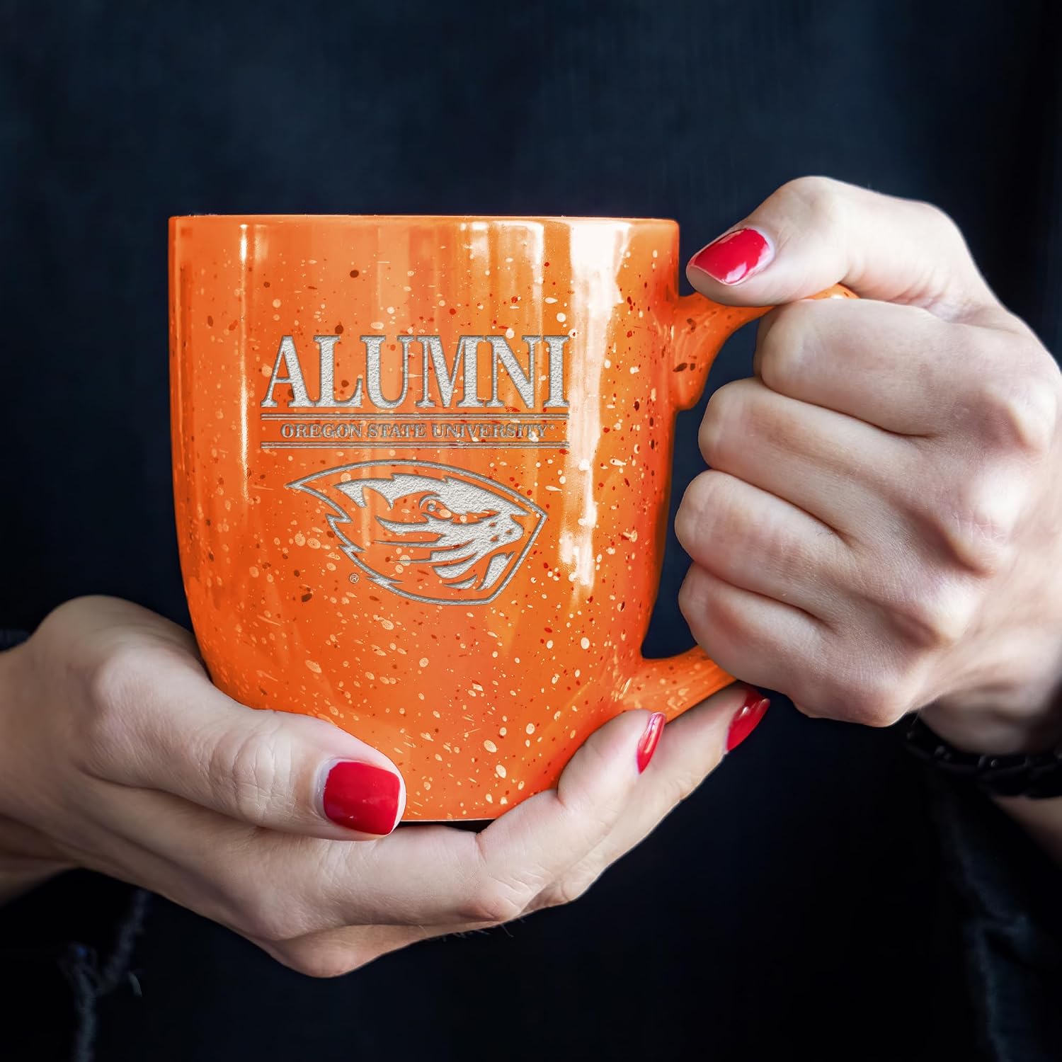 Rico Industries NCAA Oregon State Beavers Alumni 16 oz Team Color Laser Engraved Speckled Ceramic Coffee Mug