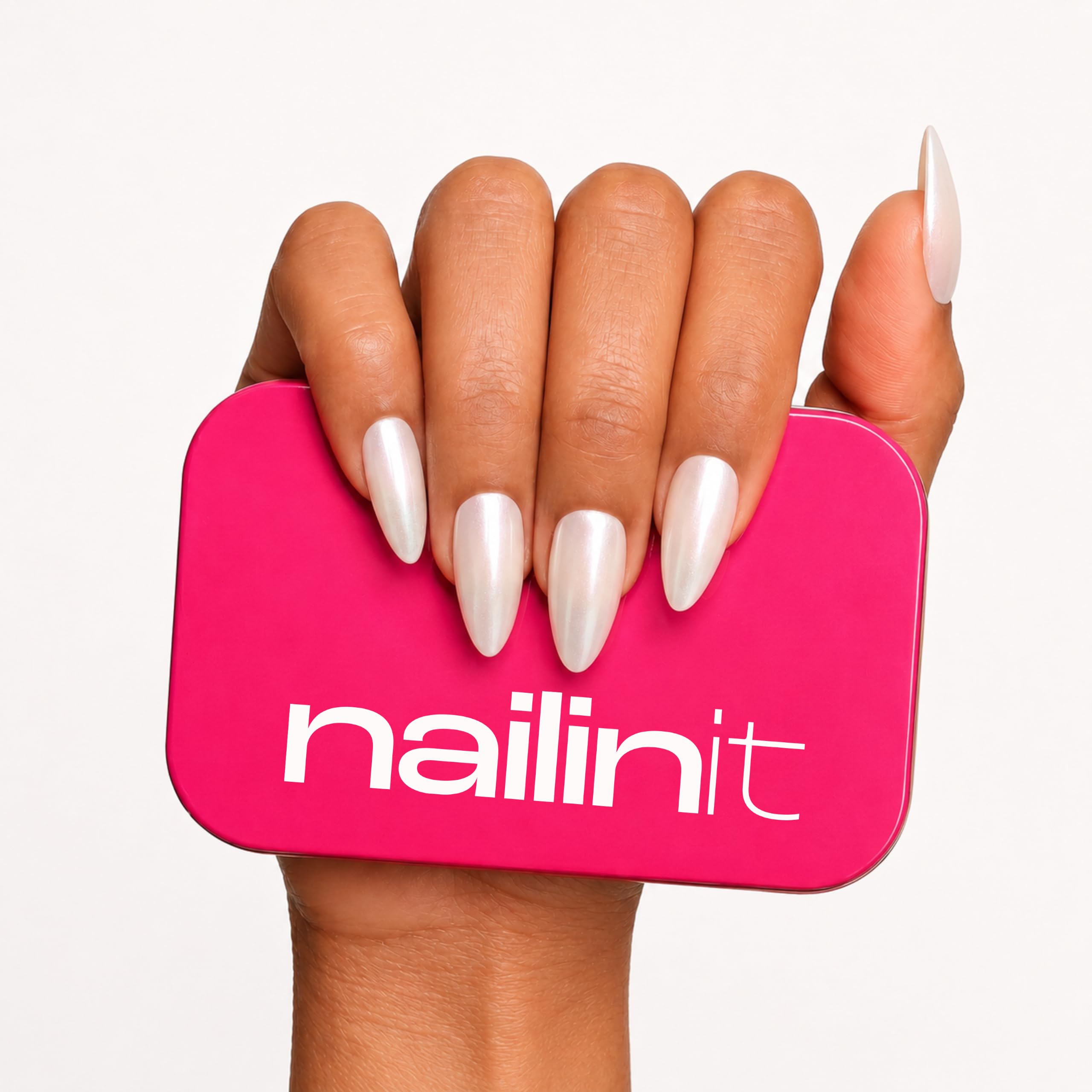 Stick-On Nails | 24 Reusable Press-On Nails with Easy Glue Tabs | Glossy Pearl Chrome Finish | Quick & Durable DIY Manicure | Unbreakable & Comfortable False Nails Set | Glazed Donut-image-48